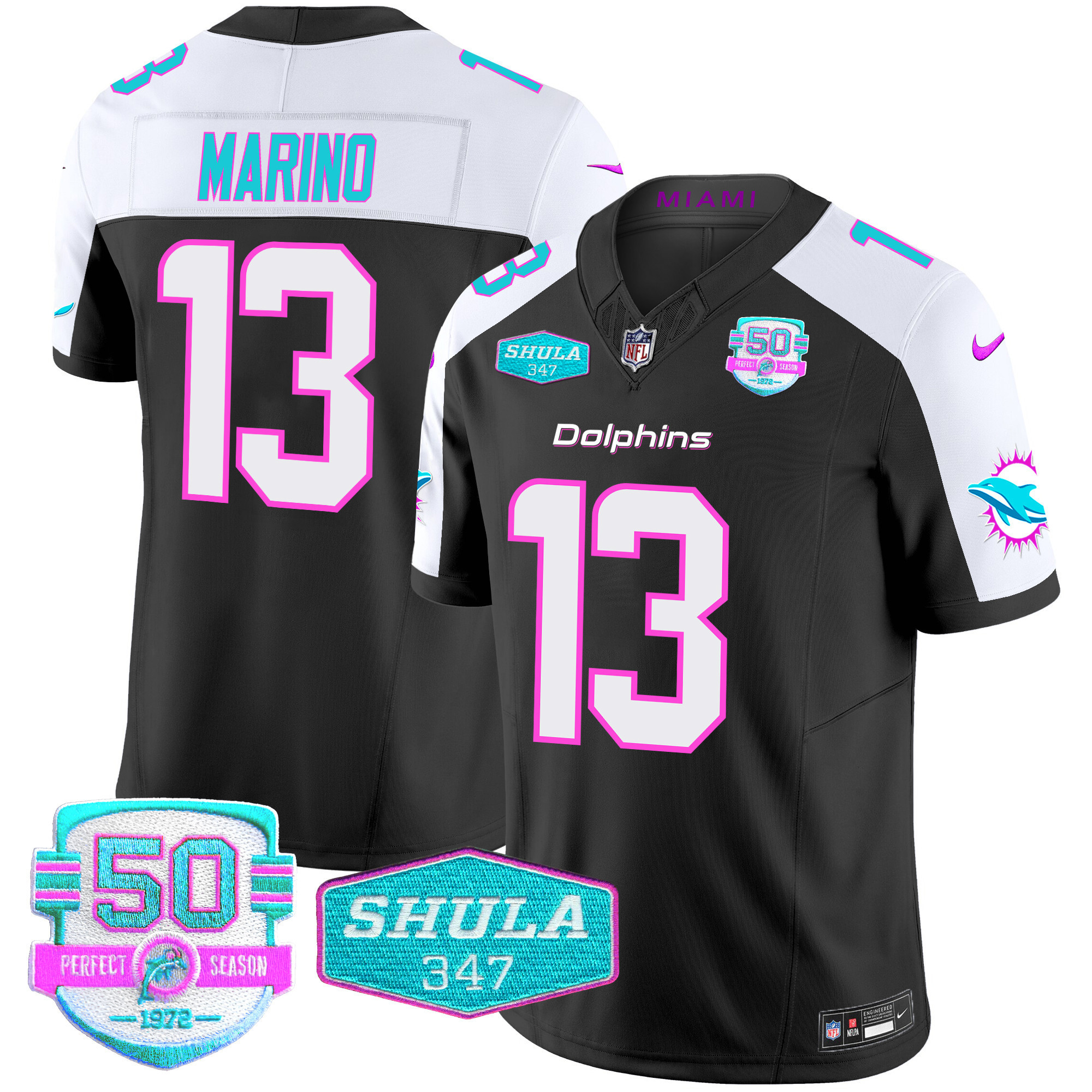 Dan Marino Men's Miami Dolphins "Miami Vice" Vapor Limited Black Alternate Jersey - All Stitched