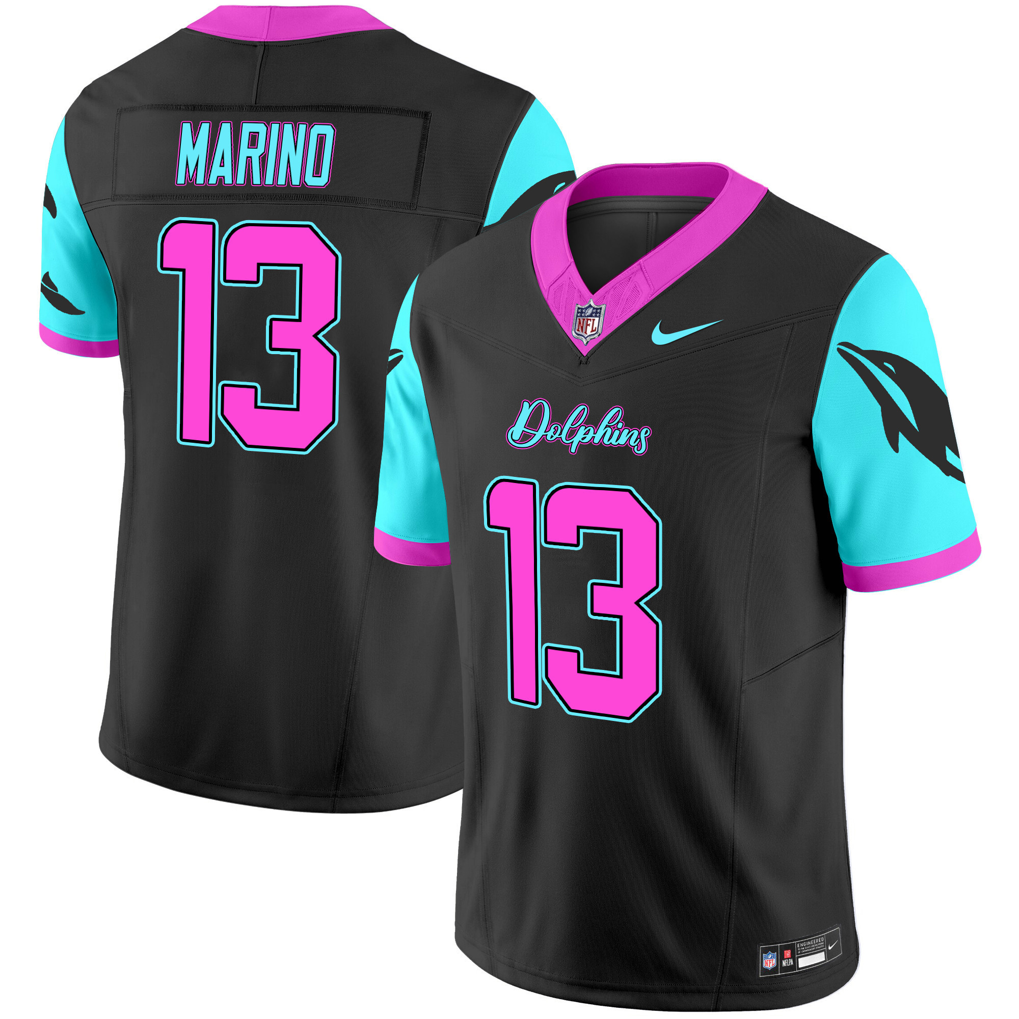 Dan Marino Men's Miami Dolphins "Miami Vice" Vapor Limited Black Jersey - All Stitched