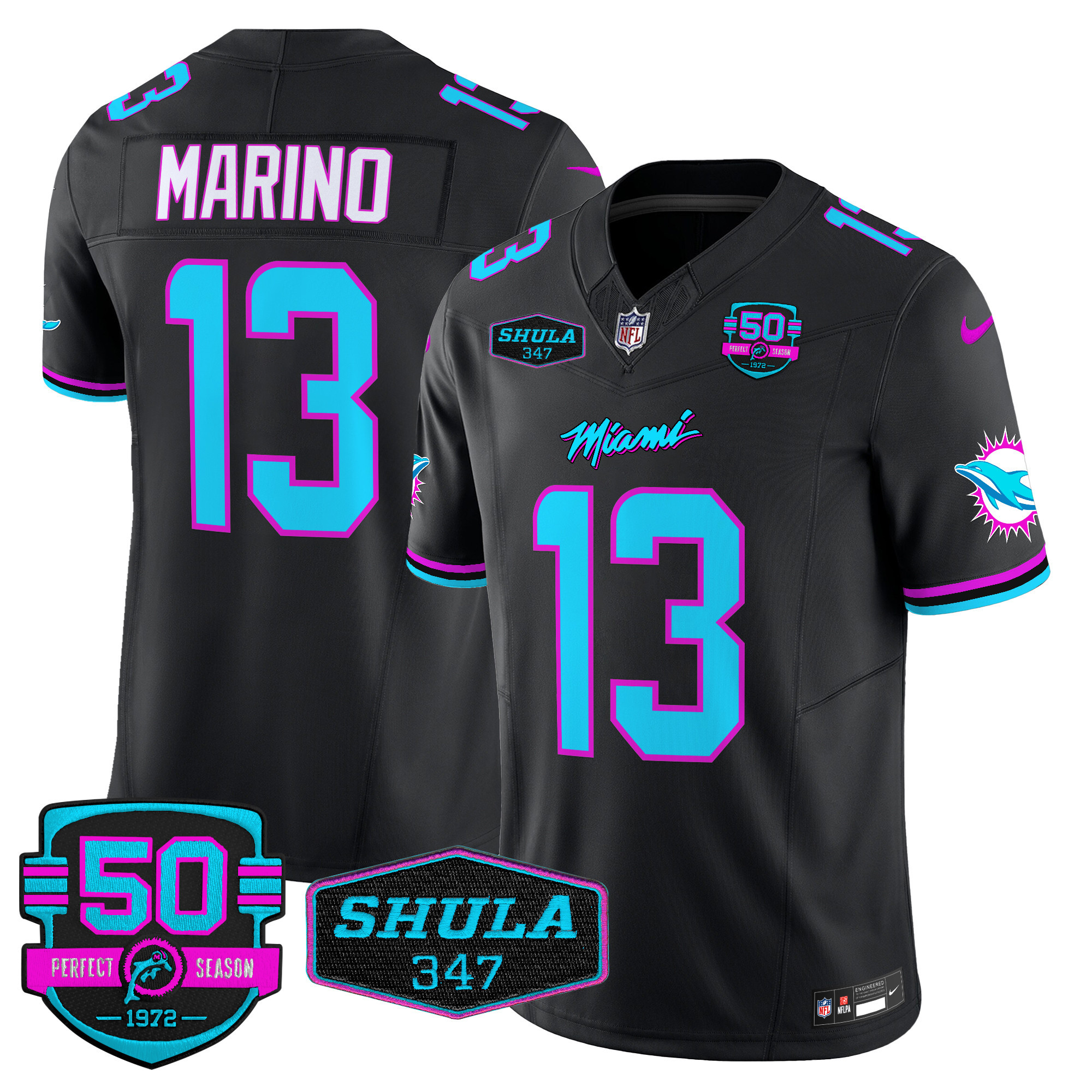 Dan Marino Men's Miami Dolphins "Miami Vice" Vapor Limited Black Jersey - All Stitched