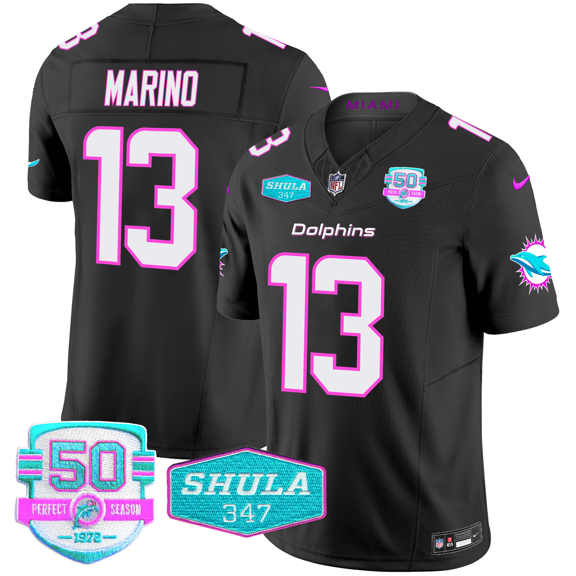 Dan Marino Men's Miami Dolphins "Miami Vice" Vapor Limited Black Jersey - All Stitched