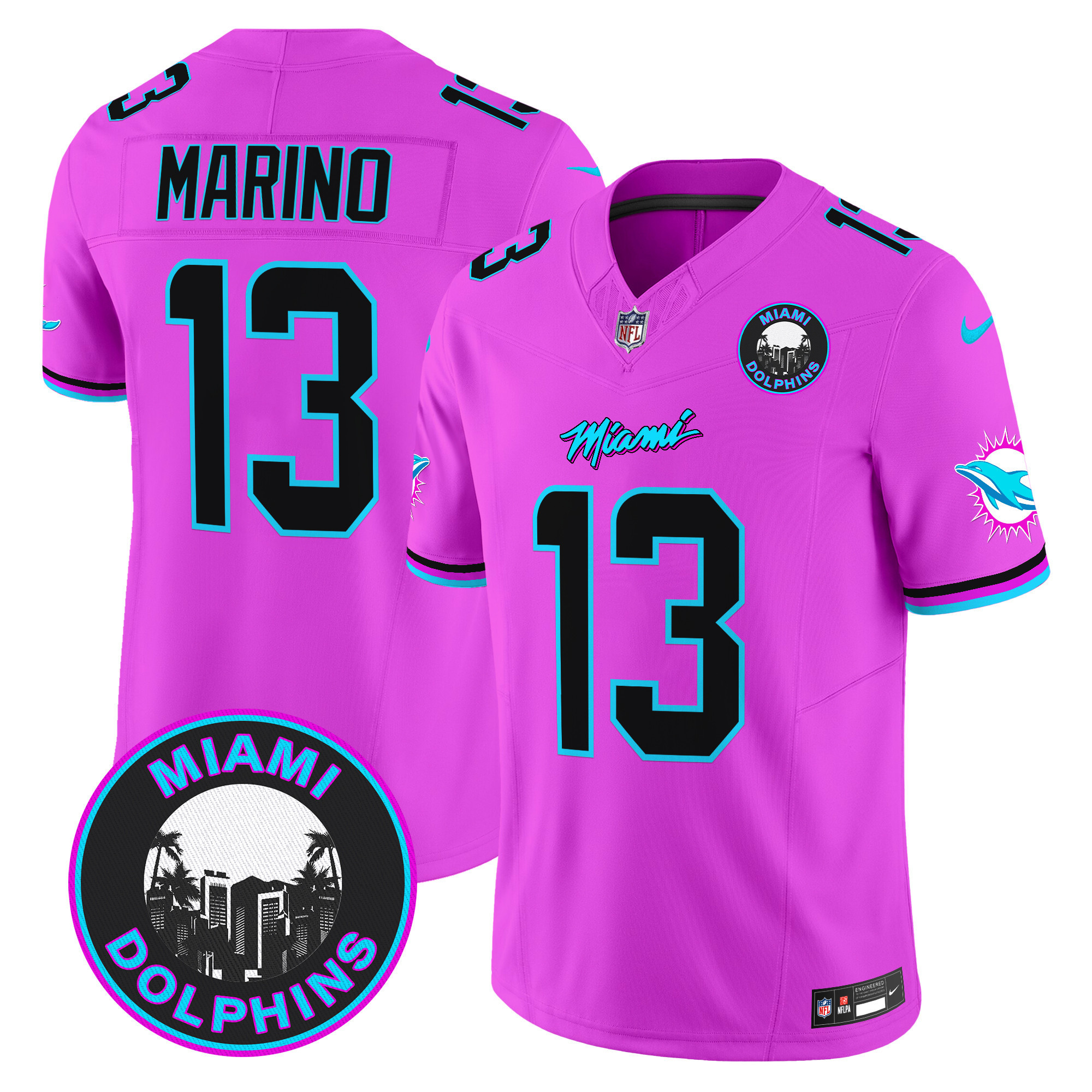 Dan Marino Men's Miami Dolphins "Miami Vice" Vapor Limited Pink Jersey - All Stitched