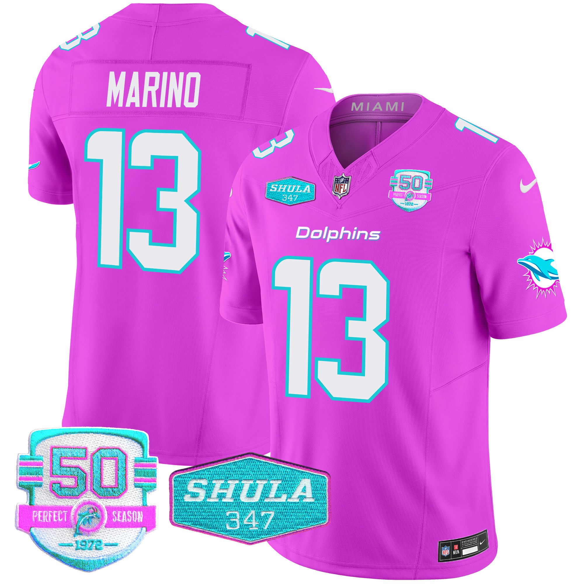 Dan Marino Men's Miami Dolphins "Miami Vice" Vapor Limited Pink Jersey - All Stitched