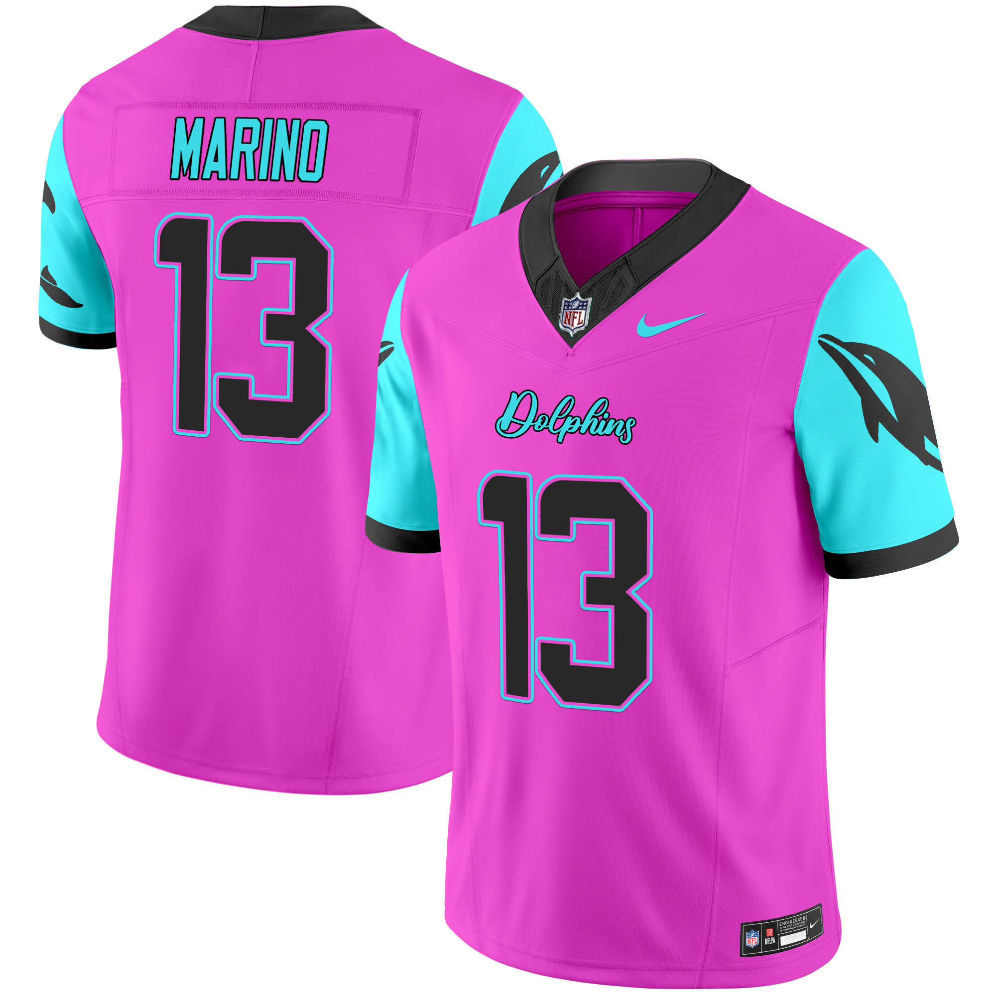 Dan Marino Men's Miami Dolphins "Miami Vice" Vapor Limited Pink Jersey - All Stitched