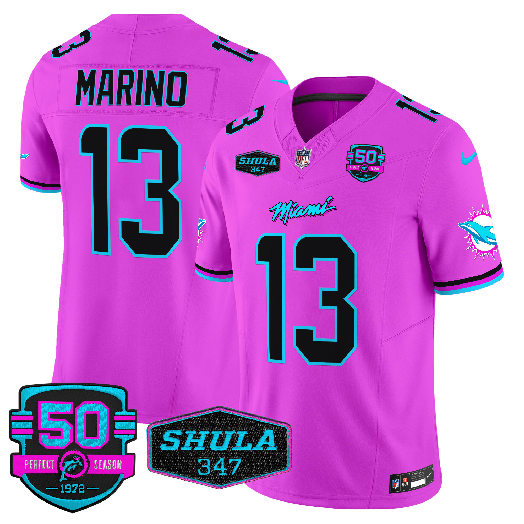 Dan Marino Men's Miami Dolphins "Miami Vice" Vapor Limited Pink Jersey - All Stitched