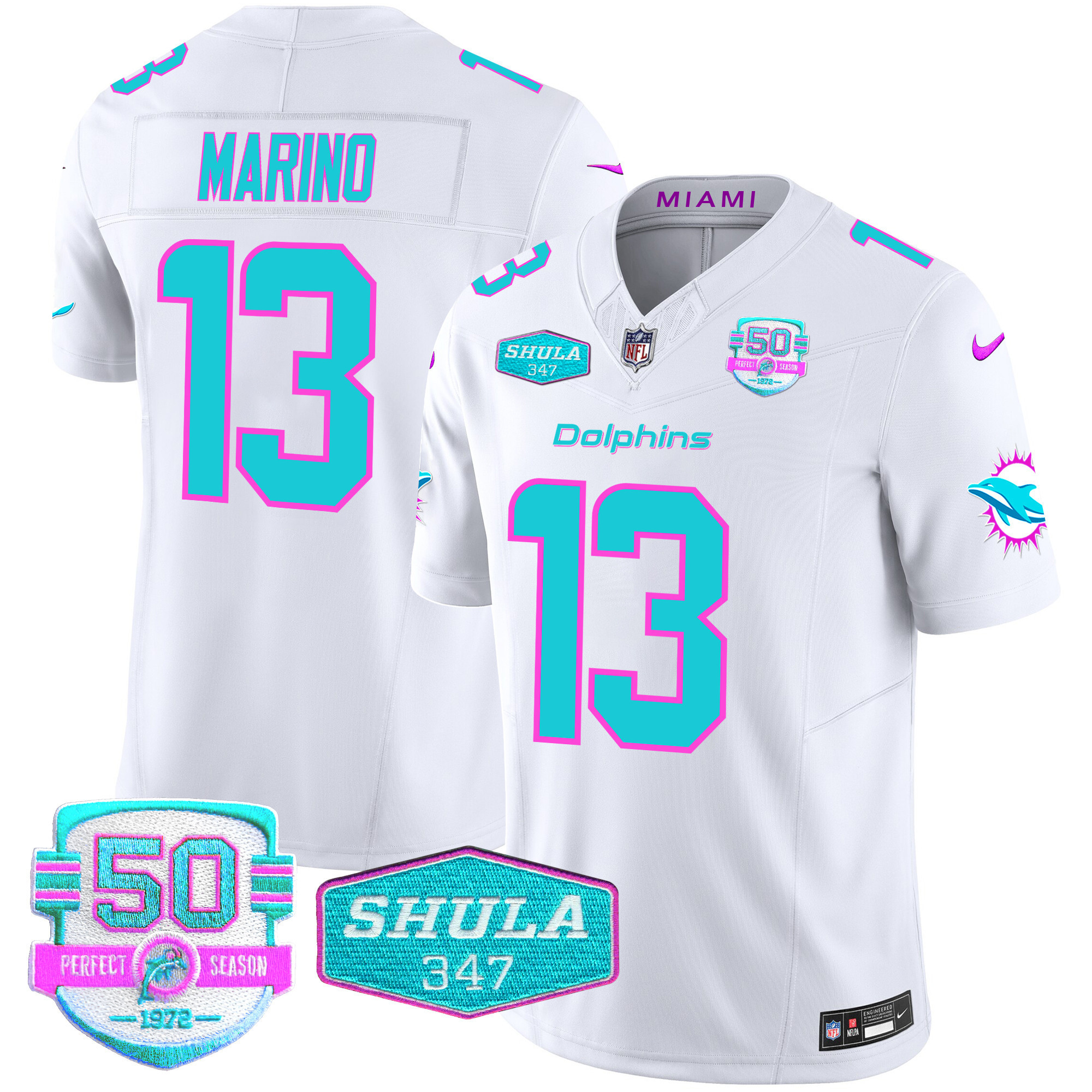 Dan Marino Men's Miami Dolphins "Miami Vice" Vapor Limited White Jersey - All Stitched