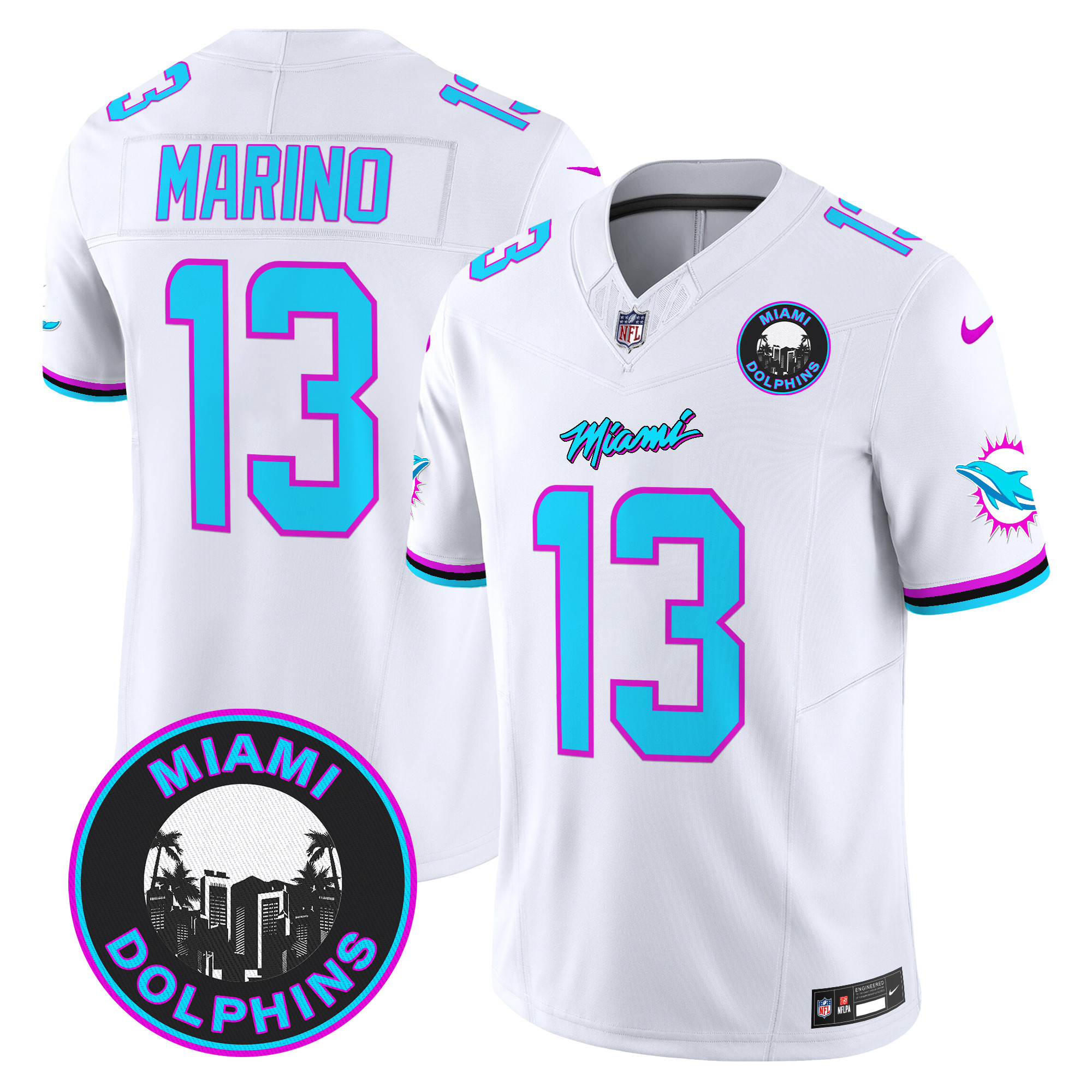 Dan Marino Men's Miami Dolphins "Miami Vice" Vapor Limited White Jersey - All Stitched