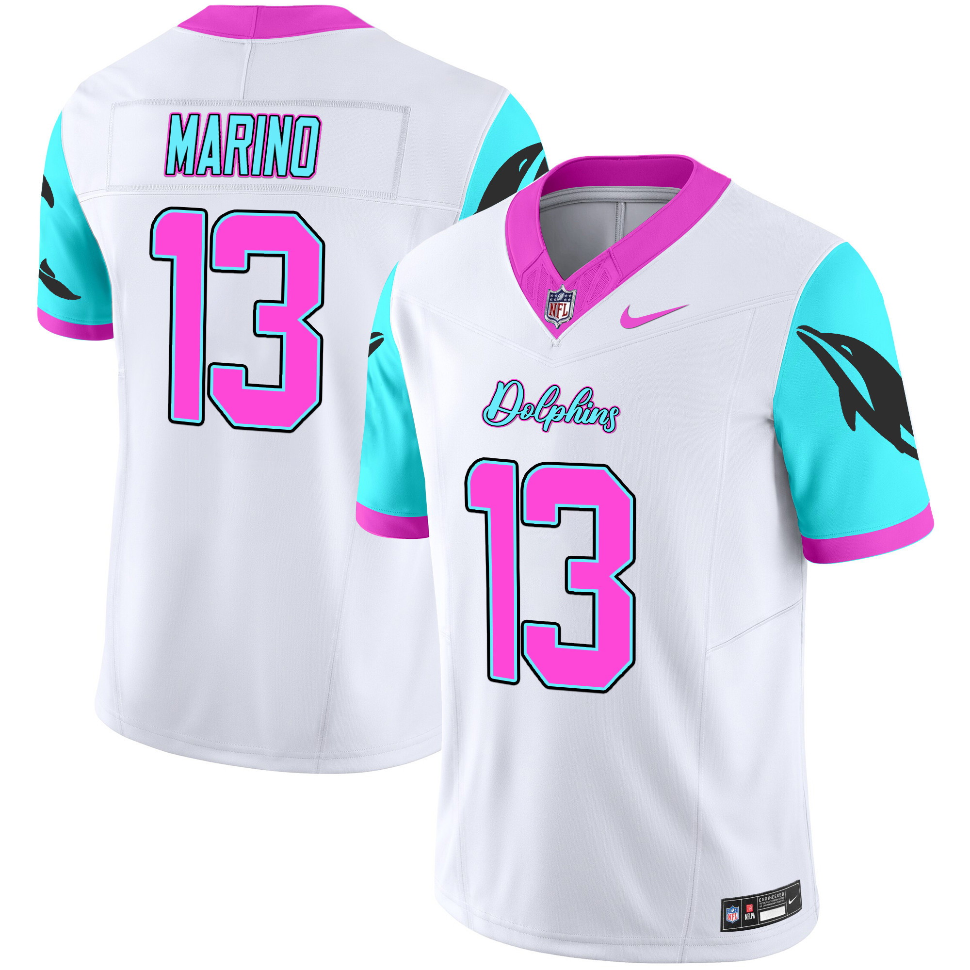 Dan Marino Men's Miami Dolphins "Miami Vice" Vapor Limited White Jersey - All Stitched