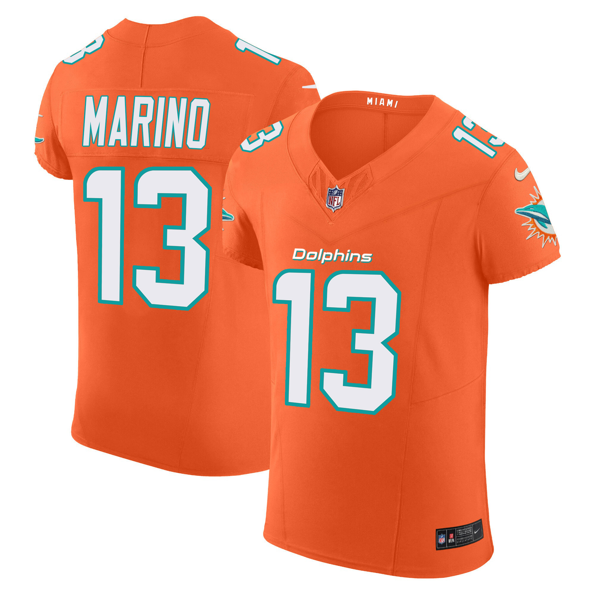 Dan Marino Men's Miami Dolphins Vapor Elite Orange Jersey - All Stitched