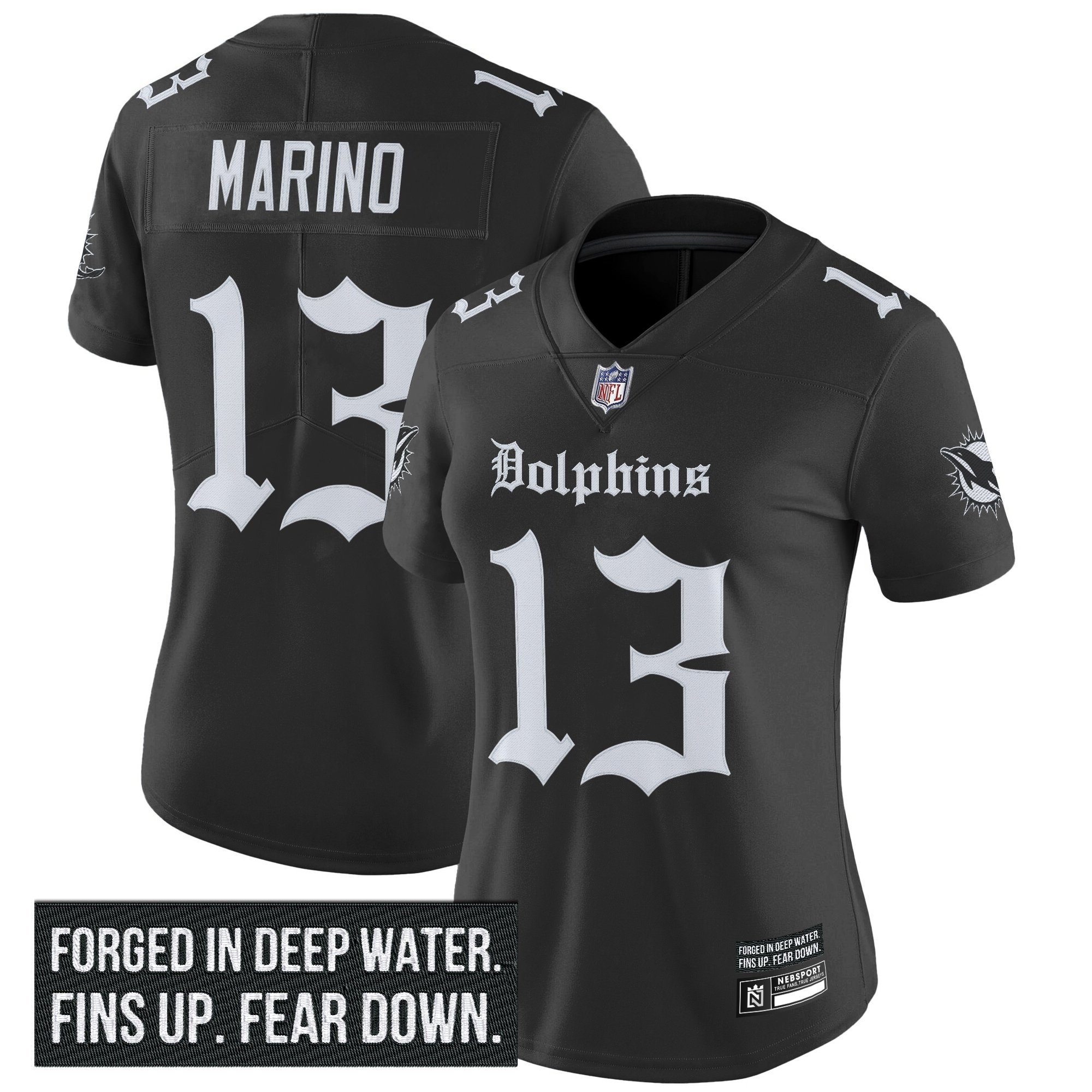 Dan Marino Women's Miami Dolphins 'Gothic Deep Water Edition' Vapor Limited Black Jersey - All Stitched