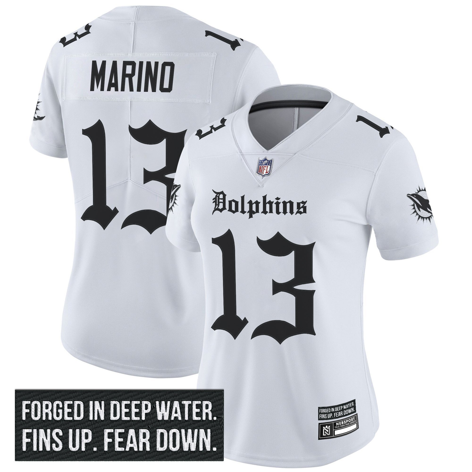 Dan Marino Women's Miami Dolphins 'Gothic Deep Water Edition' Vapor Limited White Jersey - All Stitched