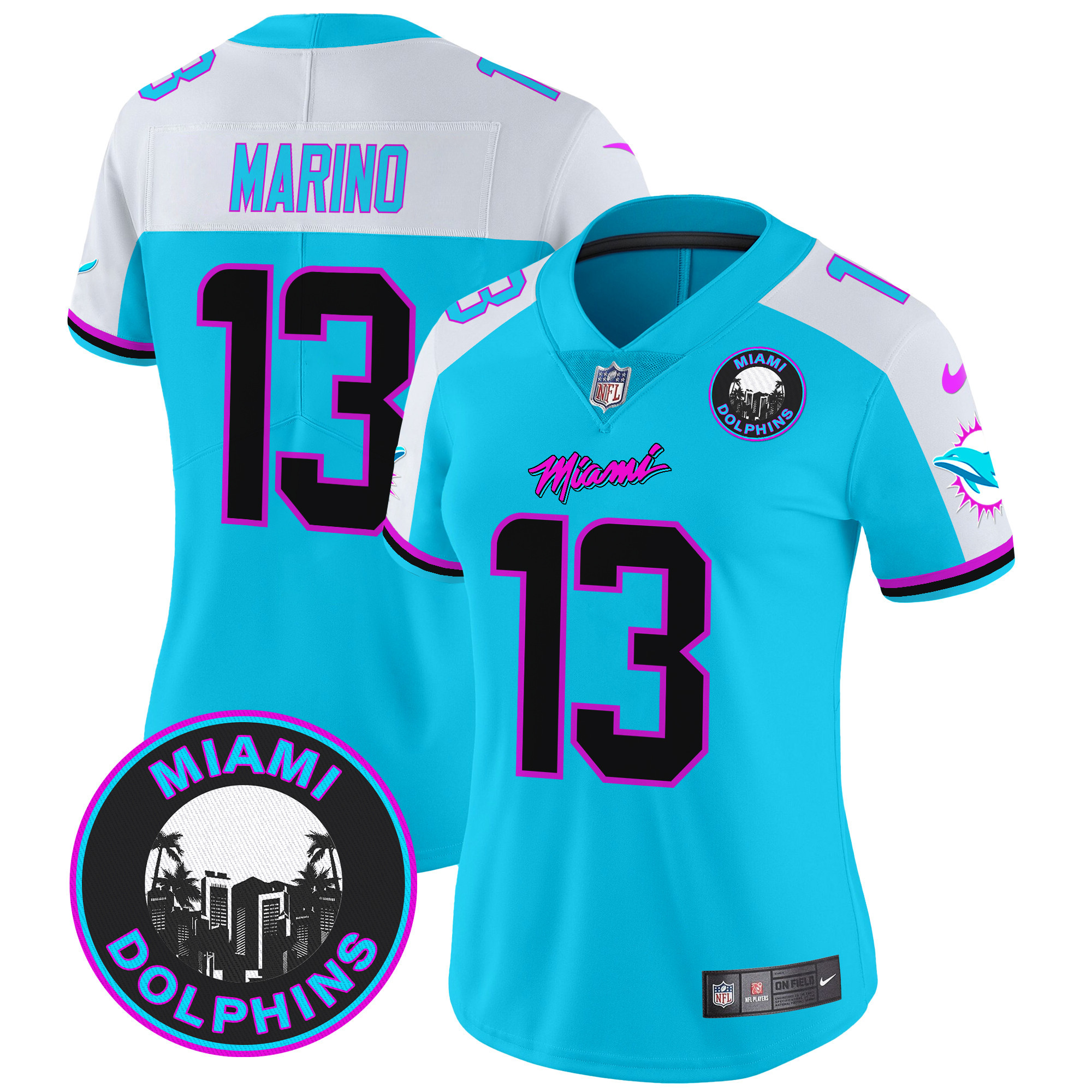 Dan Marino Women's Miami Dolphins "Miami Vice" Vapor Limited Aqua Alternate Jersey - All Stitched