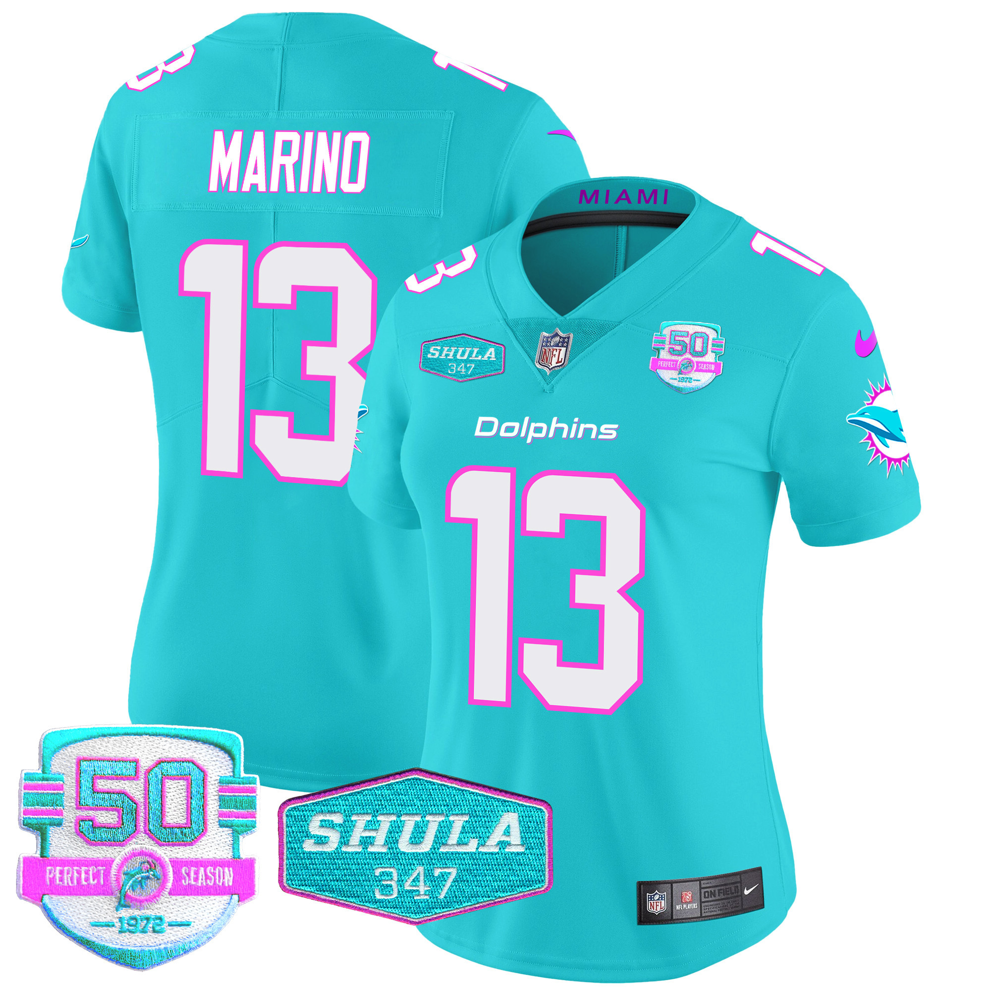 Dan Marino Women's Miami Dolphins "Miami Vice" Vapor Limited Aqua Jersey - All Stitched