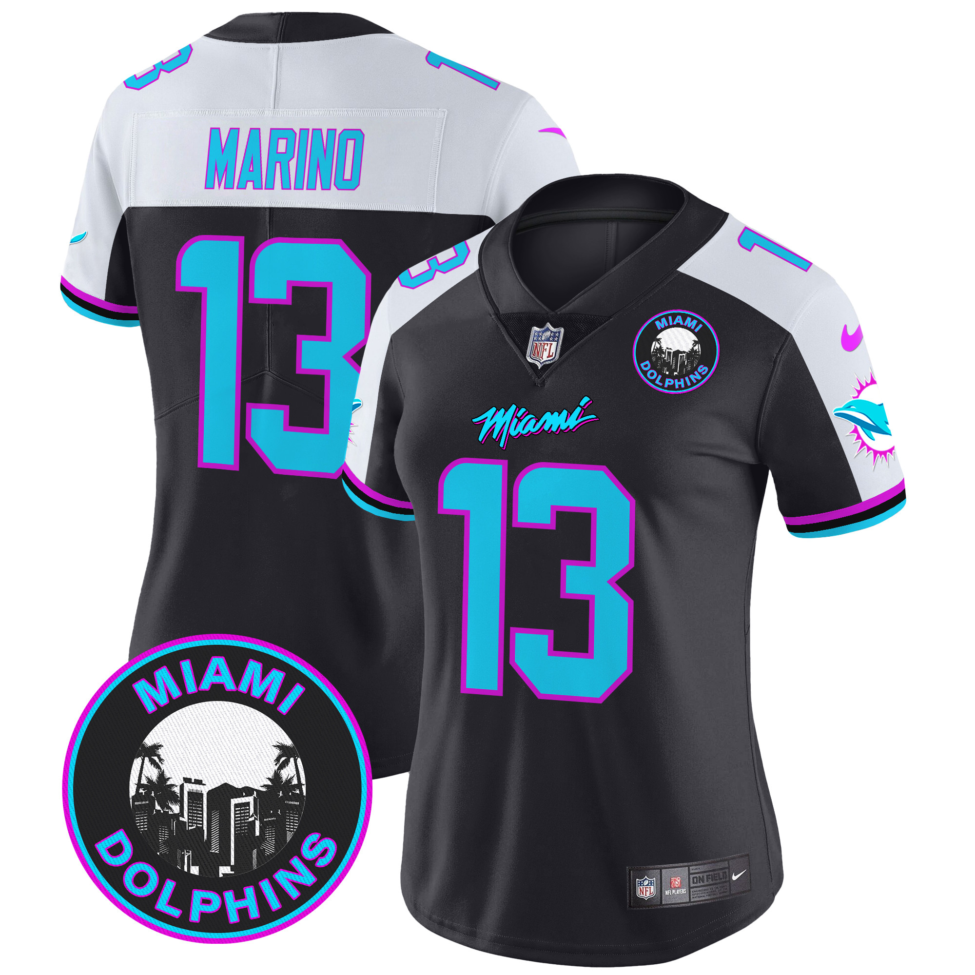 Dan Marino Women's Miami Dolphins "Miami Vice" Vapor Limited Black Alternate Jersey - All Stitched
