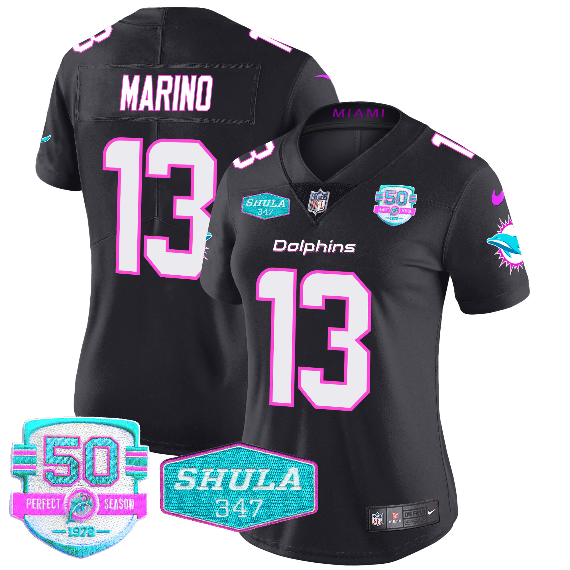 Dan Marino Women's Miami Dolphins "Miami Vice" Vapor Limited Black Jersey - All Stitched