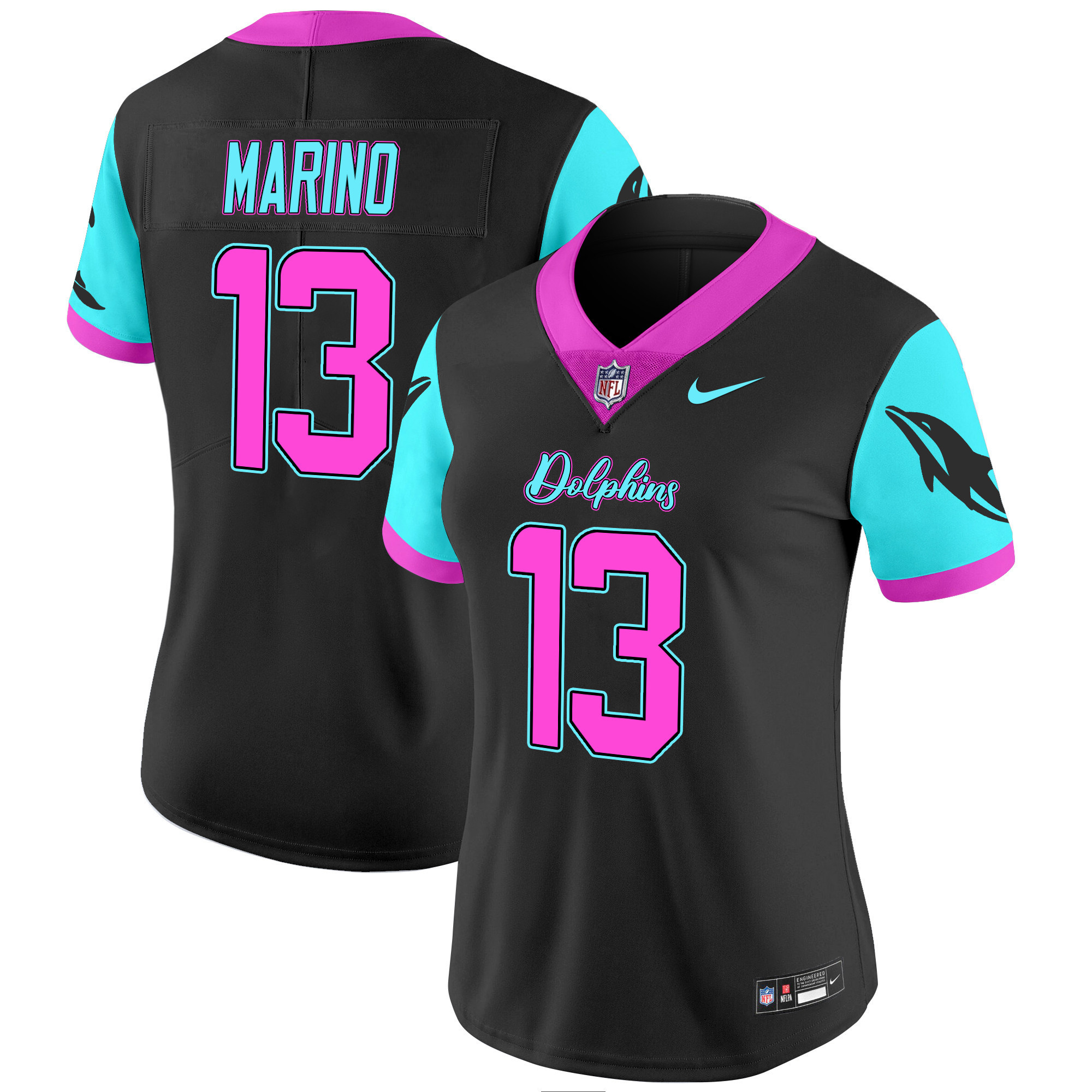 Dan Marino Women's Miami Dolphins Miami Vice Vapor Limited Black Jersey - All Stitched