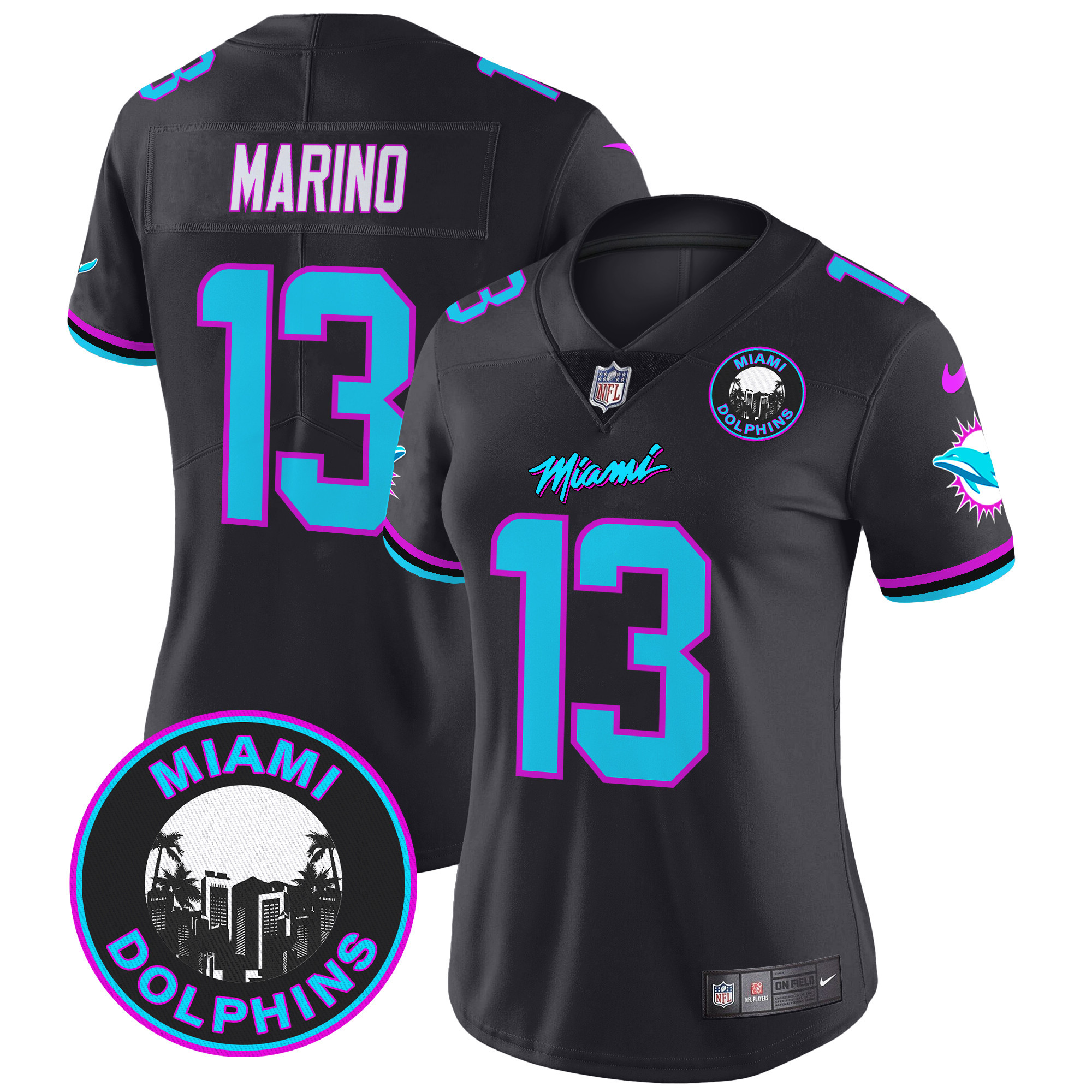 Dan Marino Women's Miami Dolphins "Miami Vice" Vapor Limited Black Jersey - All Stitched