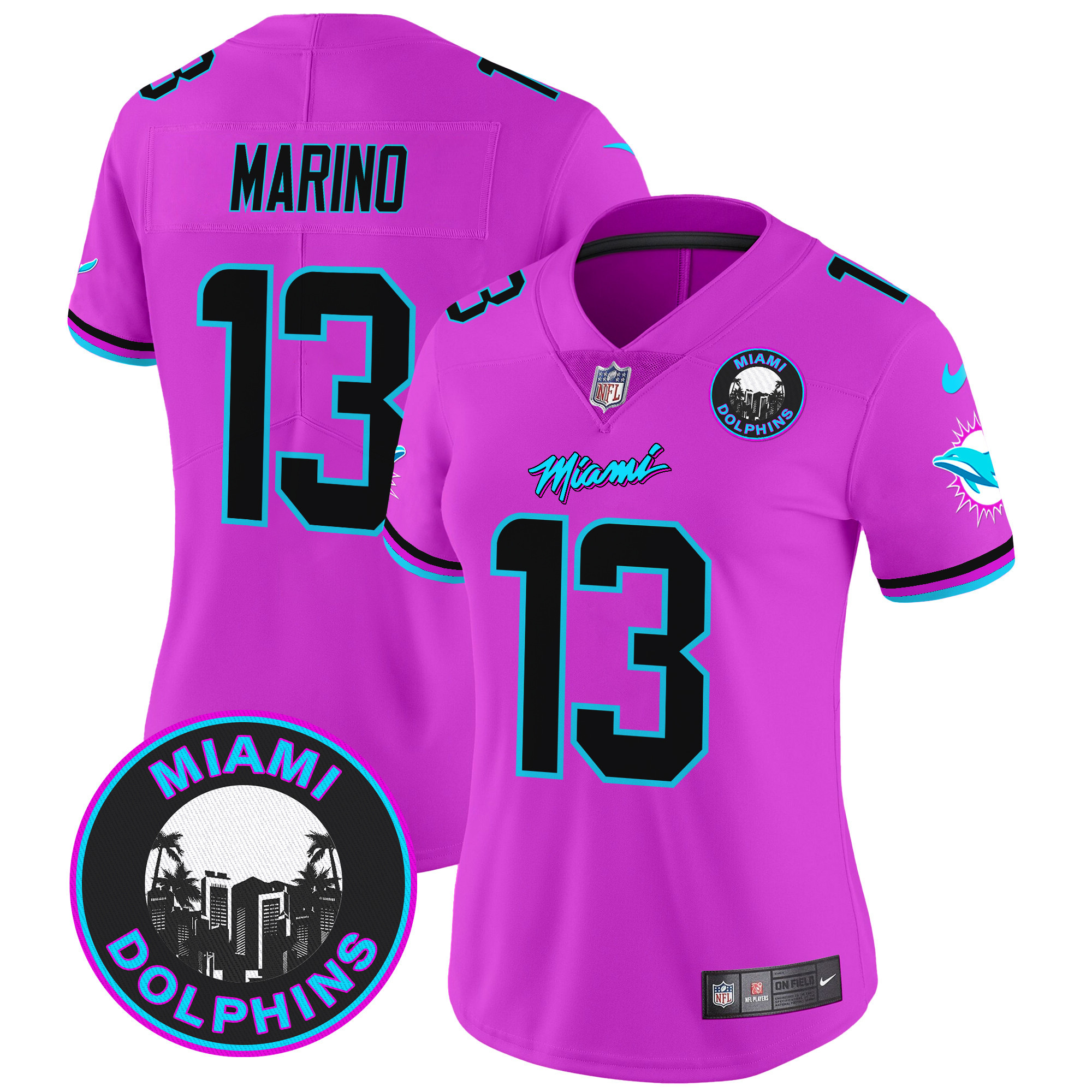 Dan Marino Women's Miami Dolphins "Miami Vice" Vapor Limited Pink Jersey - All Stitched