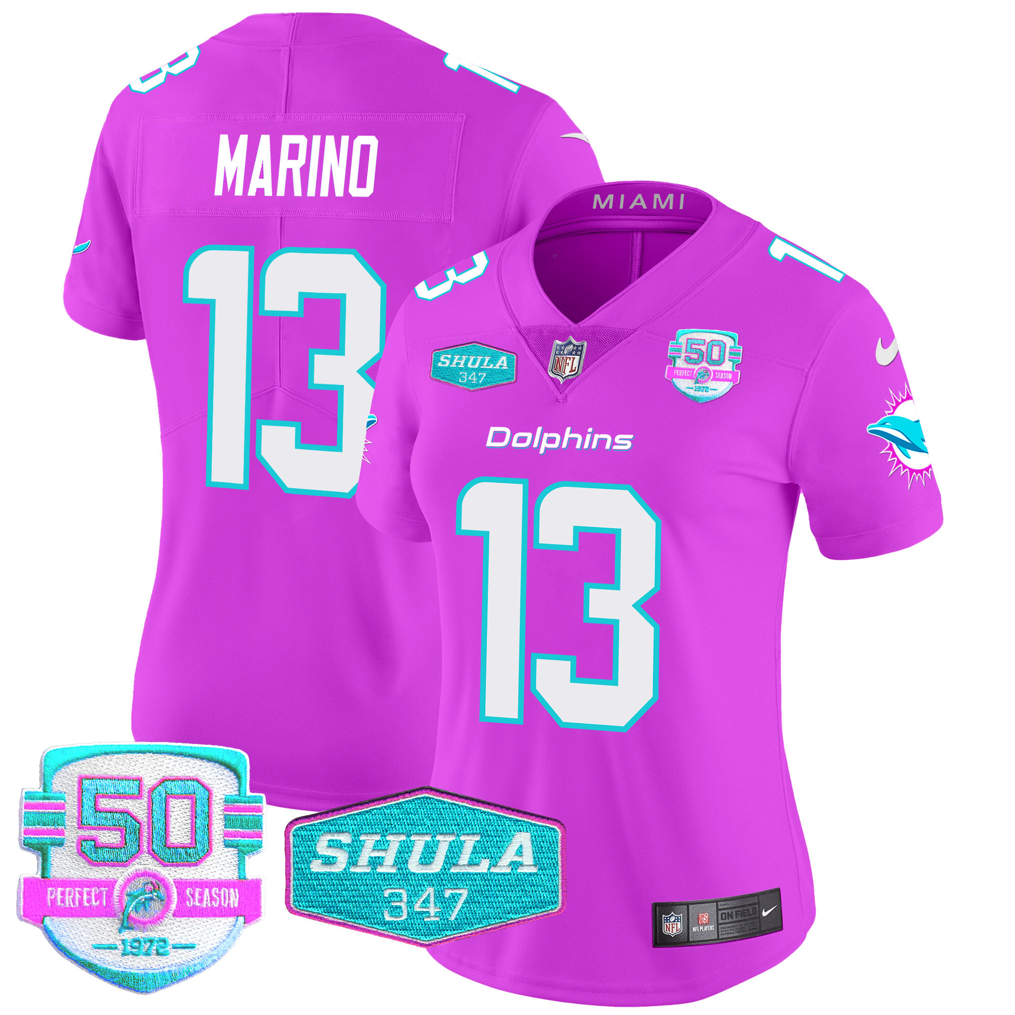 Dan Marino Women's Miami Dolphins "Miami Vice" Vapor Limited Pink Jersey - All Stitched