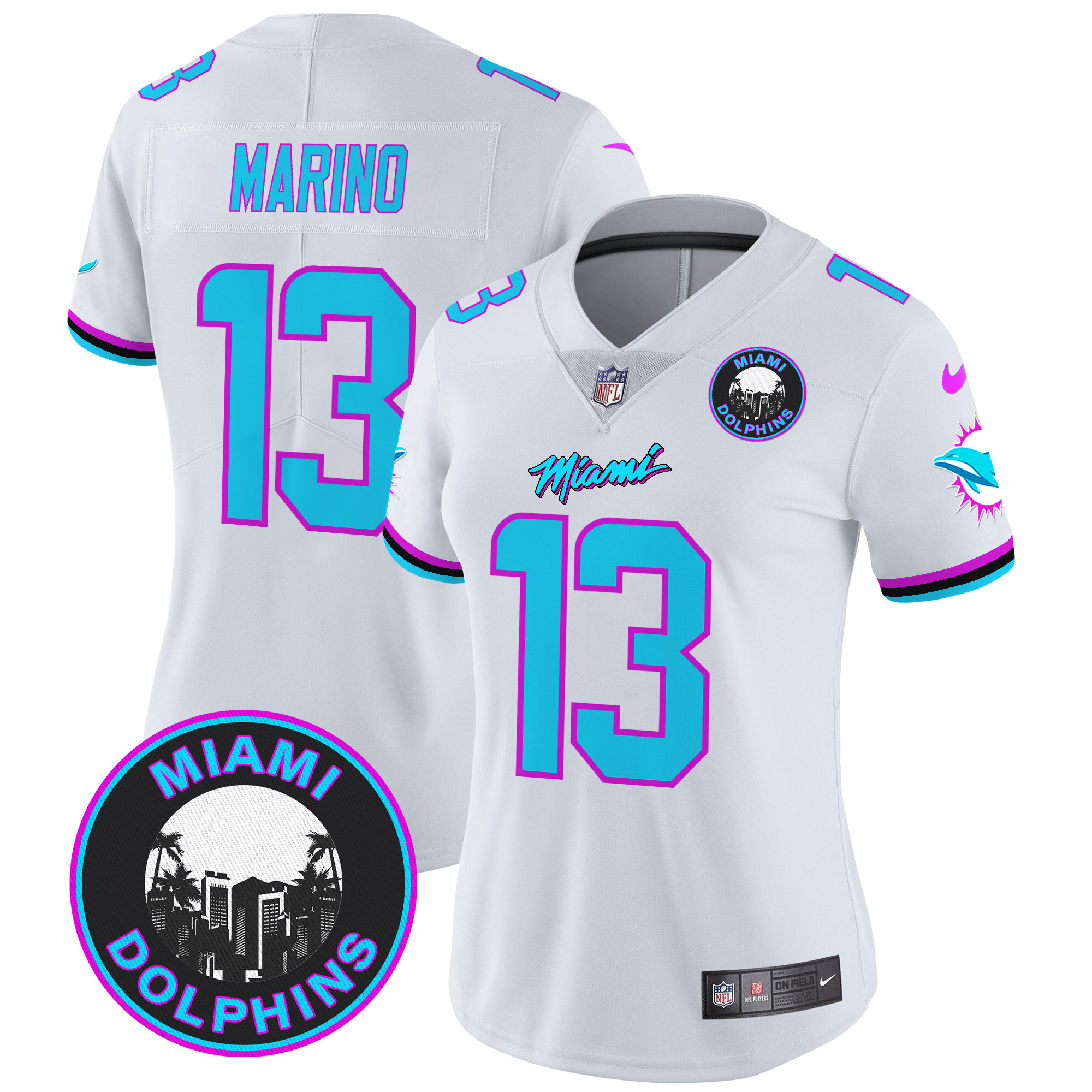 Dan Marino Women's Miami Dolphins "Miami Vice" Vapor Limited White Jersey - All Stitched