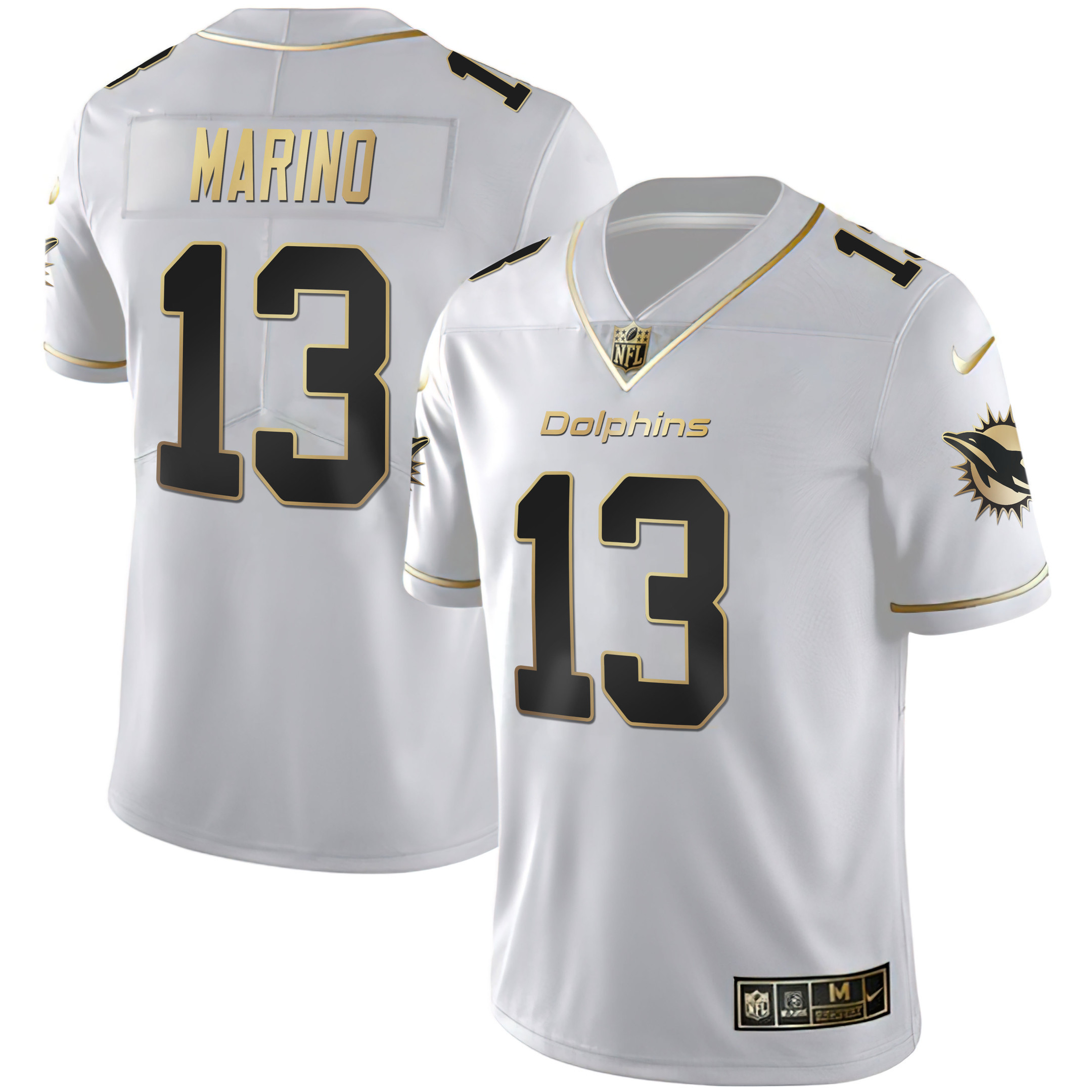 Dan Marino Women's Miami Dolphins White Gold & Black Gold White Gold Jersey - All Stitched