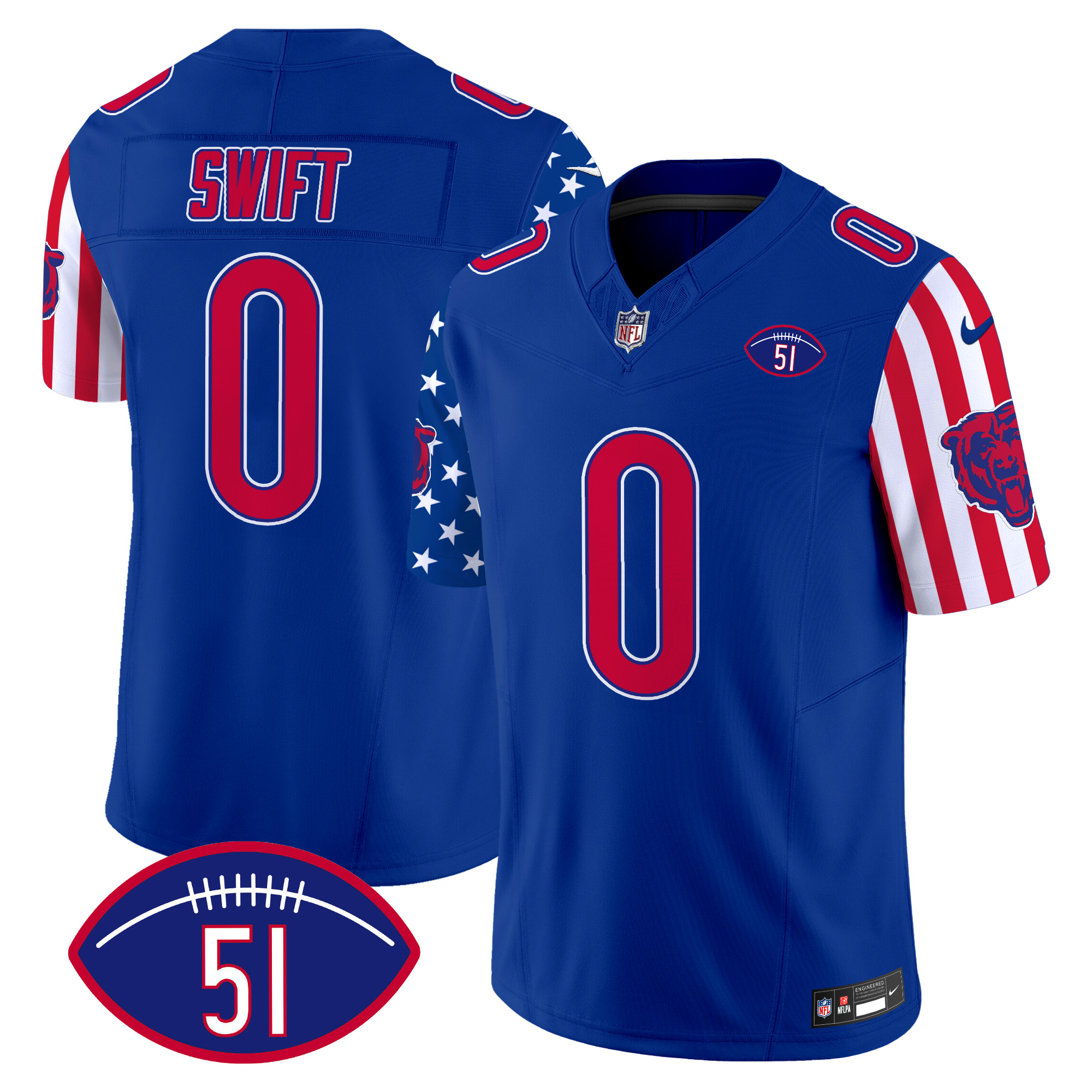 D'Andre Swift Men's Chicago Bears American Style Vapor Limited Royal Jersey - All Stitched