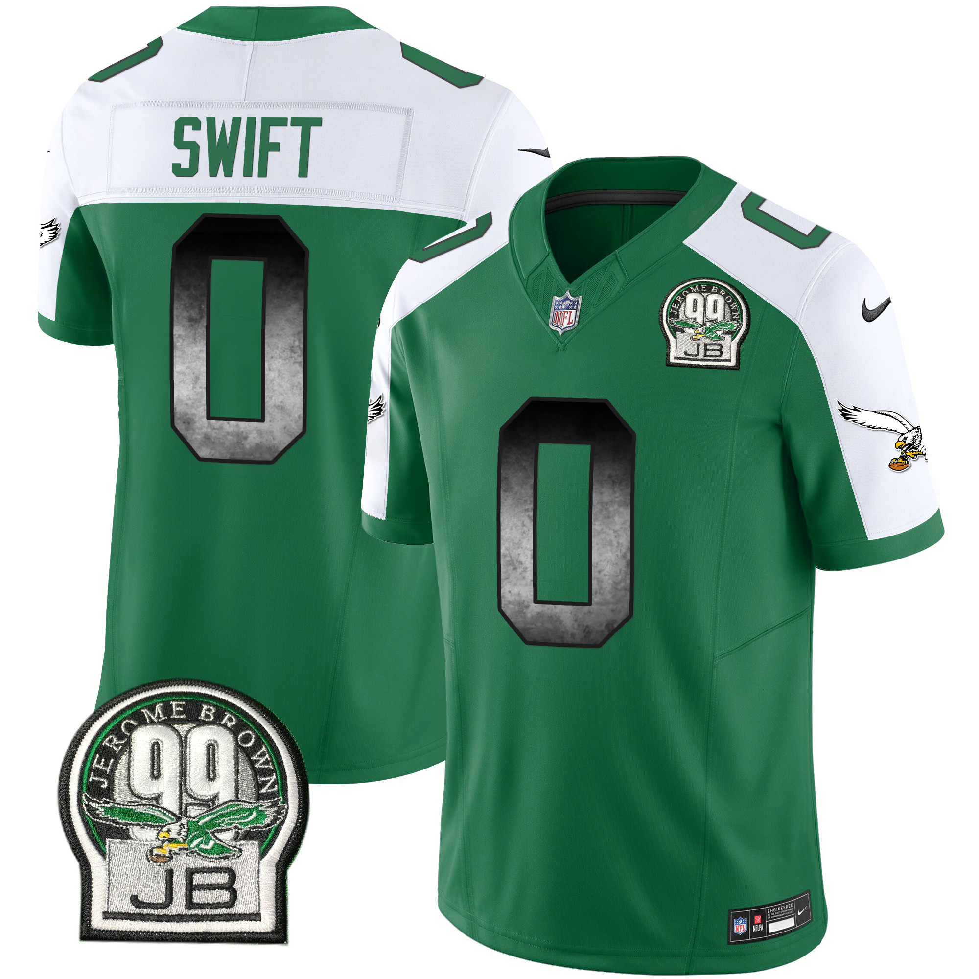 D'Andre Swift Men's Philadelphia Eagles Arch Smoke Kelly Green Vapor Kelly Alternate Jersey - All Stitched