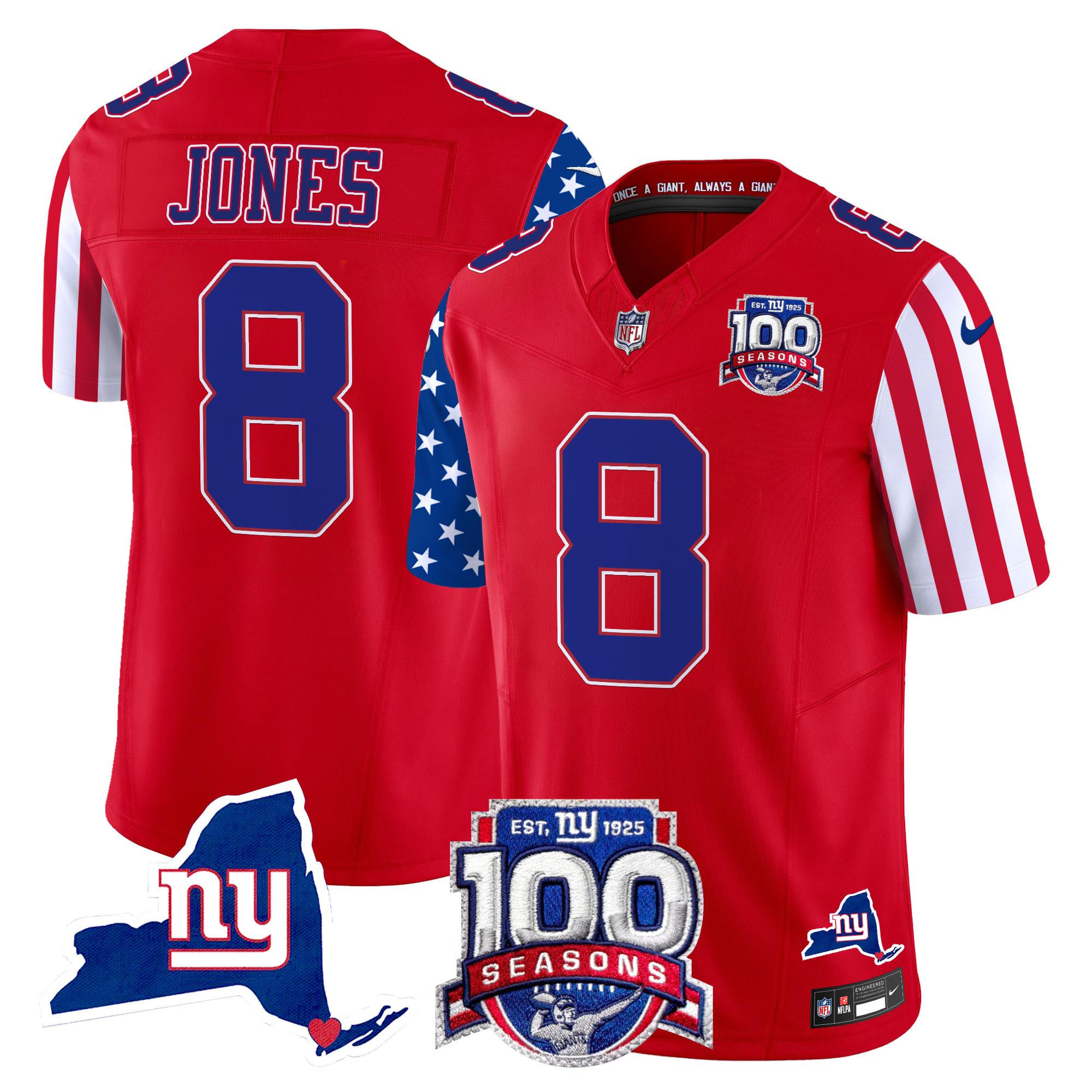 Daniel Jones Men's New York Giants American Style Vapor Limited Red Jersey - All Stitched