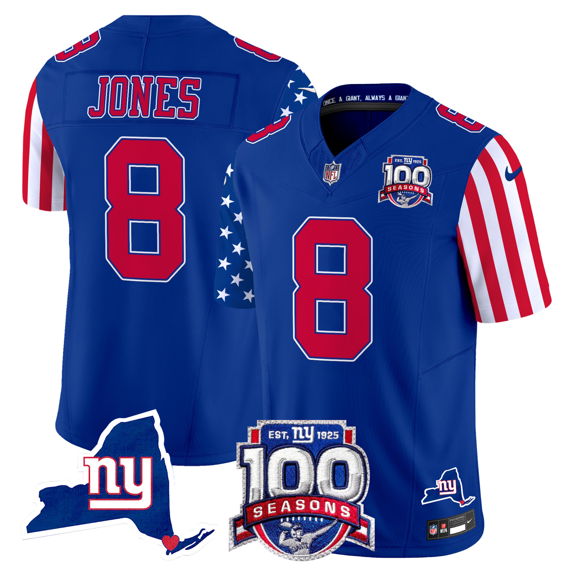 Daniel Jones Men's New York Giants American Style Vapor Limited Royal Jersey - All Stitched