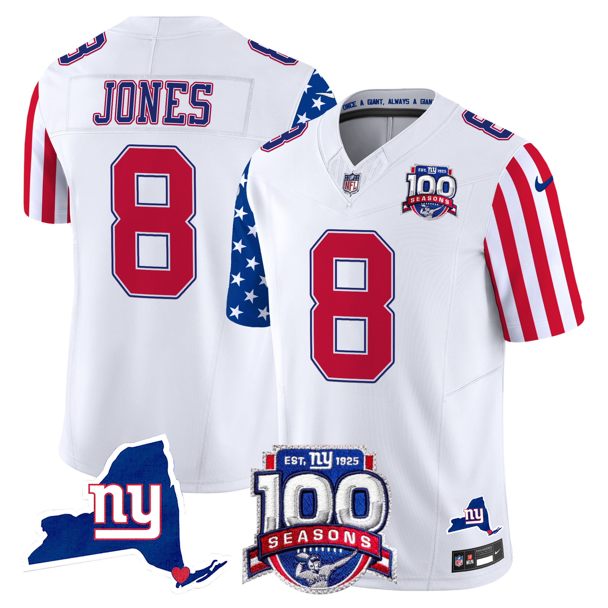 Daniel Jones Men's New York Giants American Style Vapor Limited White Jersey - All Stitched