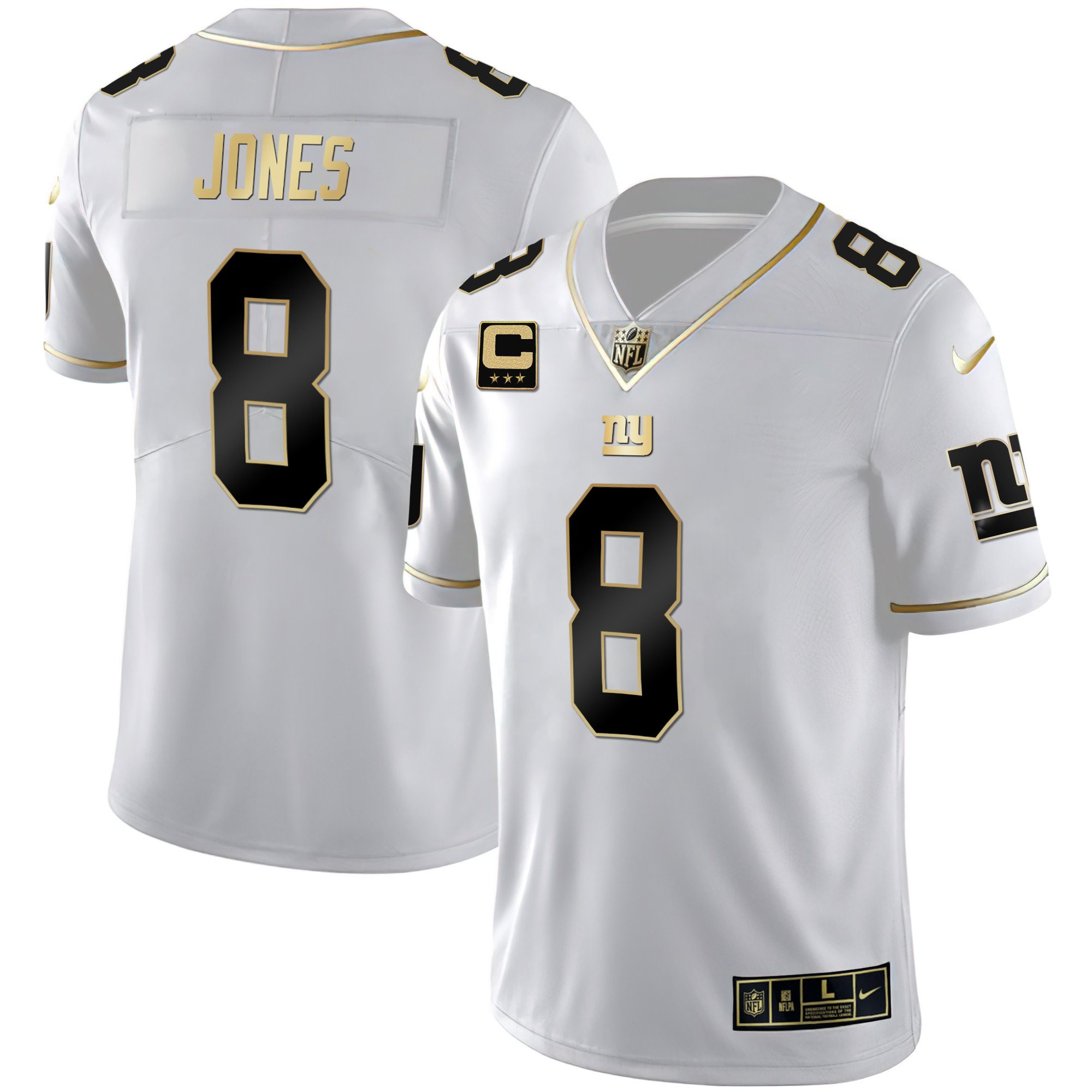 Daniel Jones Men's New York Giants Vapor Gold White Gold Jersey - All Stitched