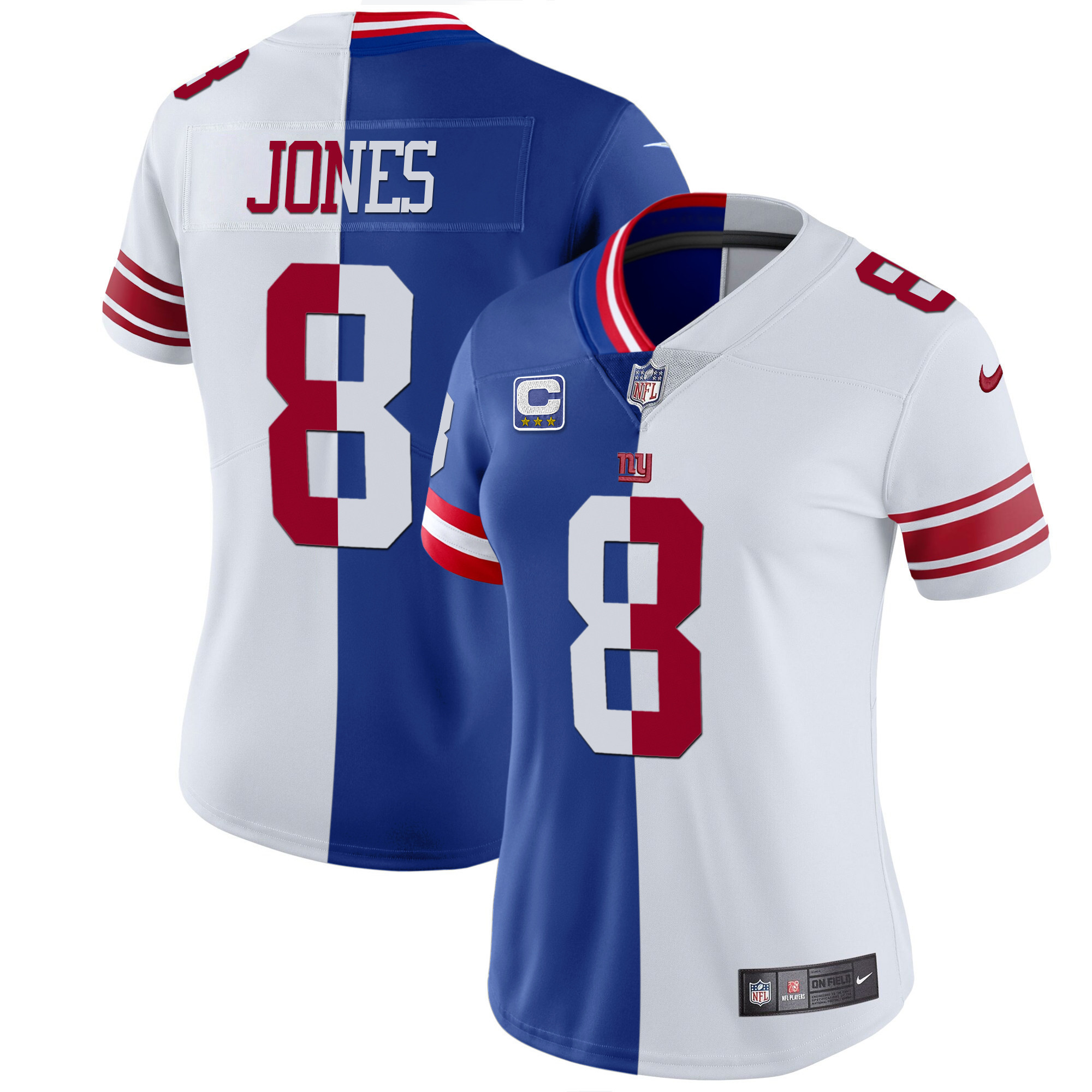 Daniel Jones Women's New York Giants Split Vapor Royal White Jersey - All Stitched