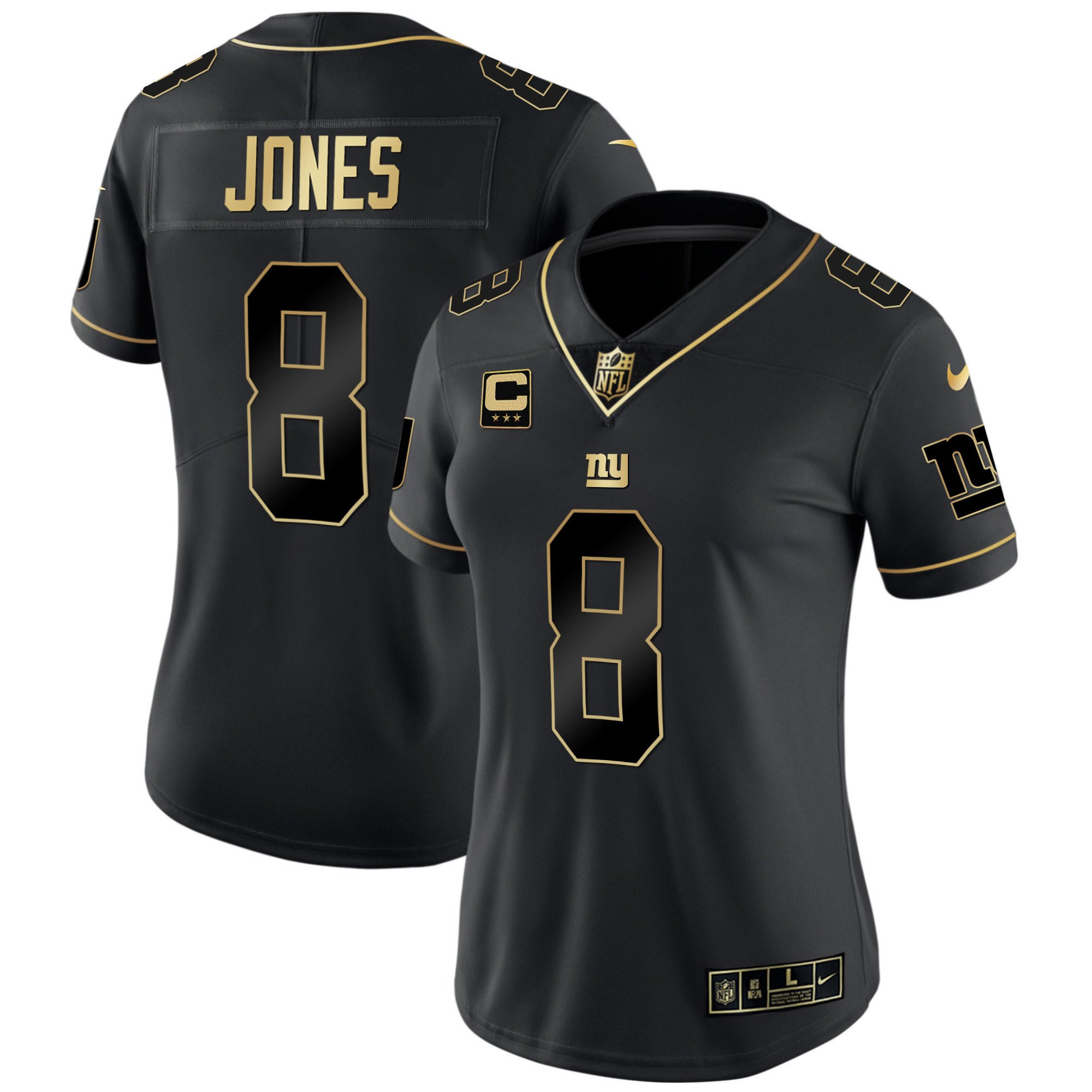 Daniel Jones Women's New York Giants Vapor Gold Black Gold Jersey - All Stitched