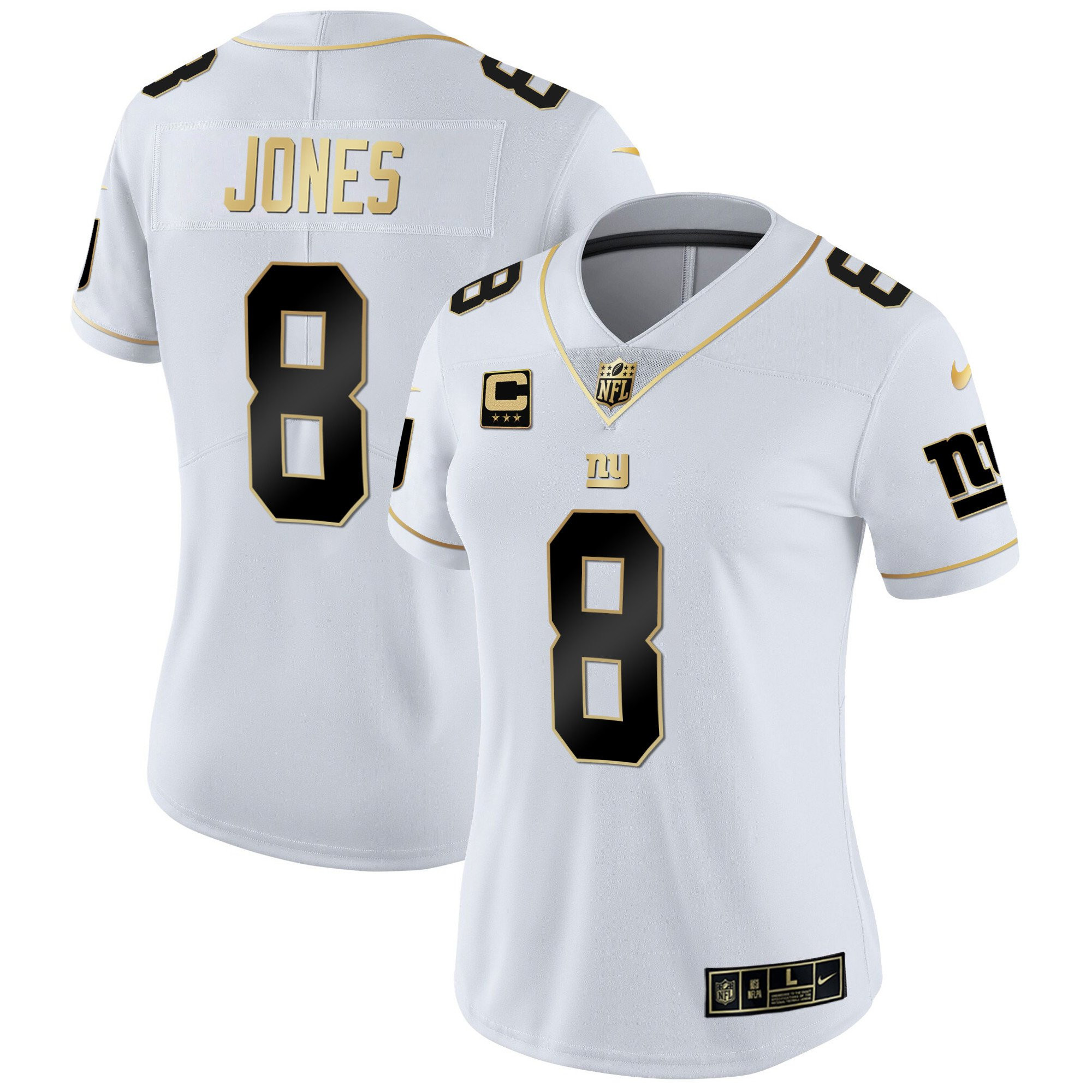 Daniel Jones Women's New York Giants Vapor Gold White Gold Jersey - All Stitched