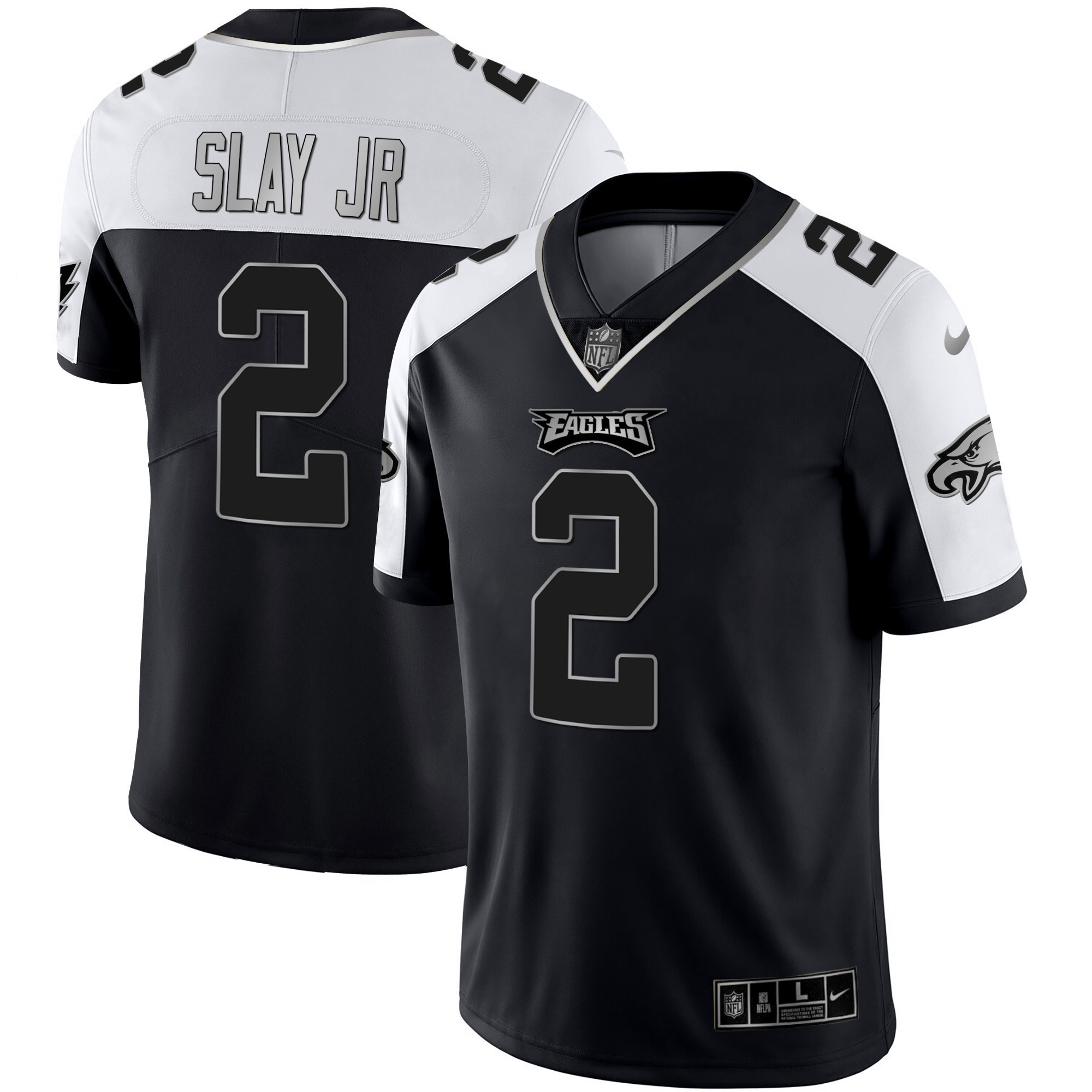 Darius Slay Jr. Men's Philadelphia Eagles Alternate Vapor Black Gold Limited - All Stitched Black Silver Jersey - All Stitched