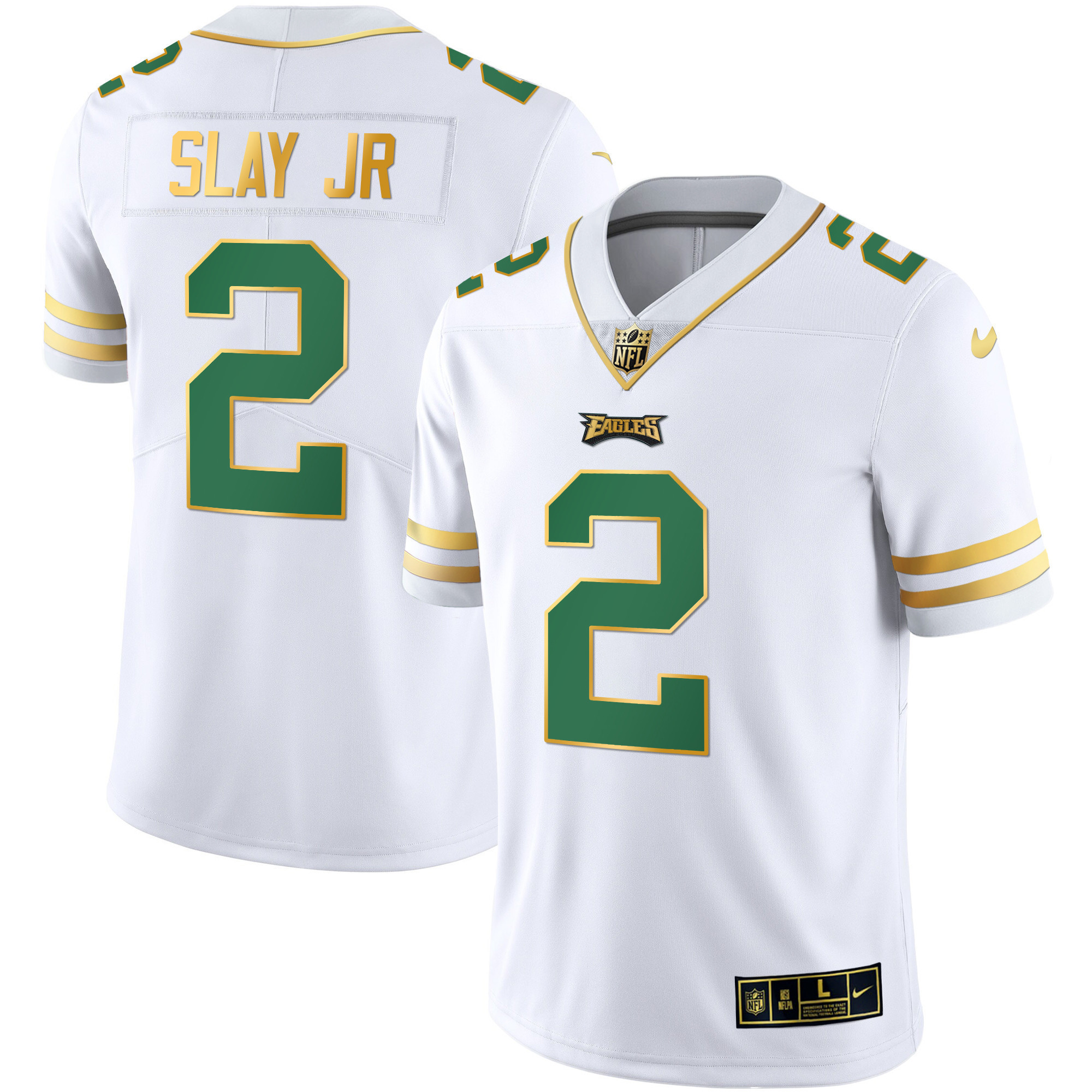 Darius Slay Jr. Men's Philadelphia Eagles Gold & Kelly Vapor Kelly White Jersey - All Stitched