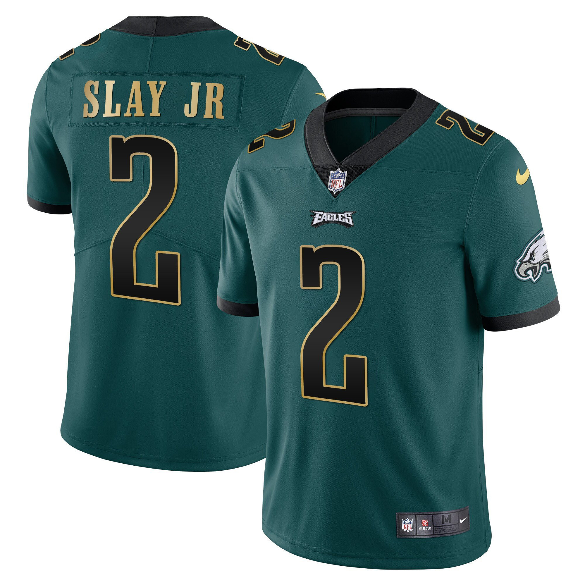 Darius Slay Jr. Men's Philadelphia Eagles Gold Trim Vapor Player Midnight Green Gold Trim Jersey - All Stitched