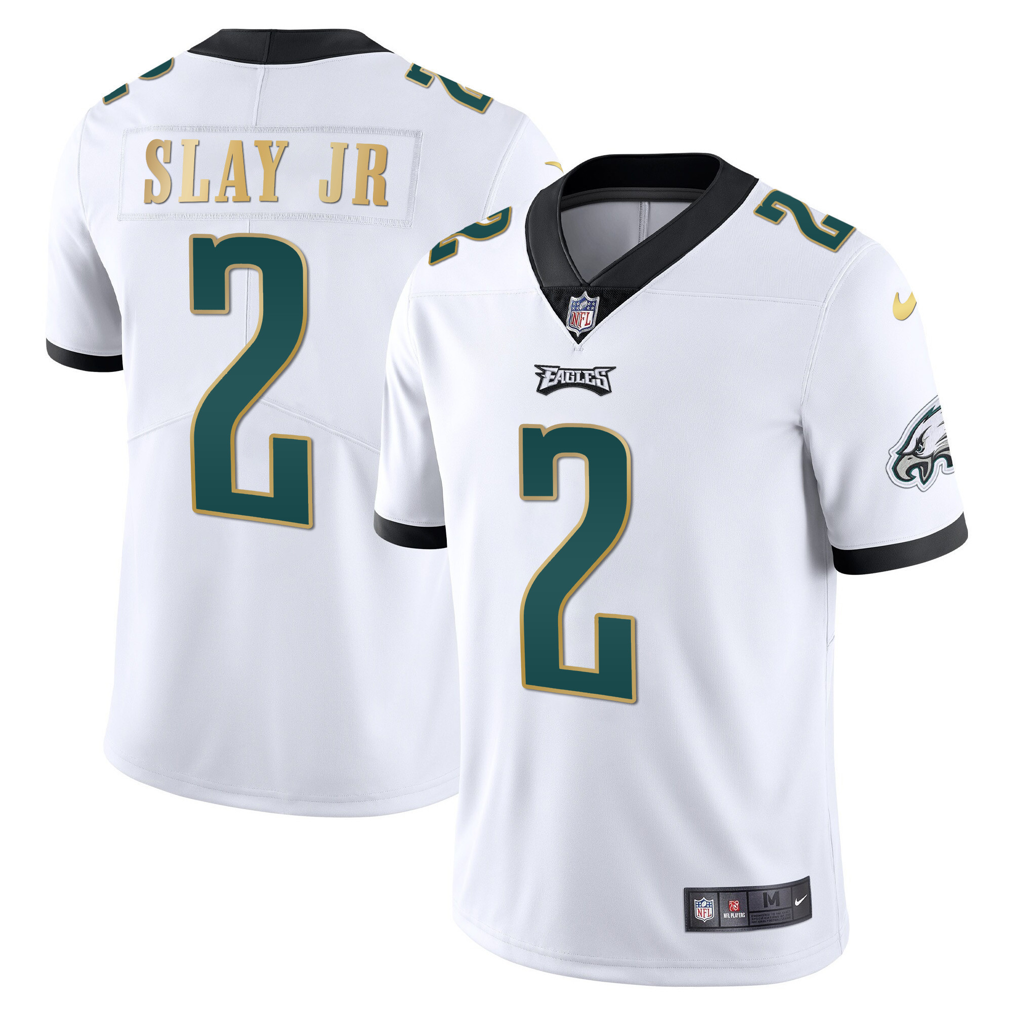 Darius Slay Jr. Men's Philadelphia Eagles Gold Trim Vapor Player White Gold Trim Jersey - All Stitched