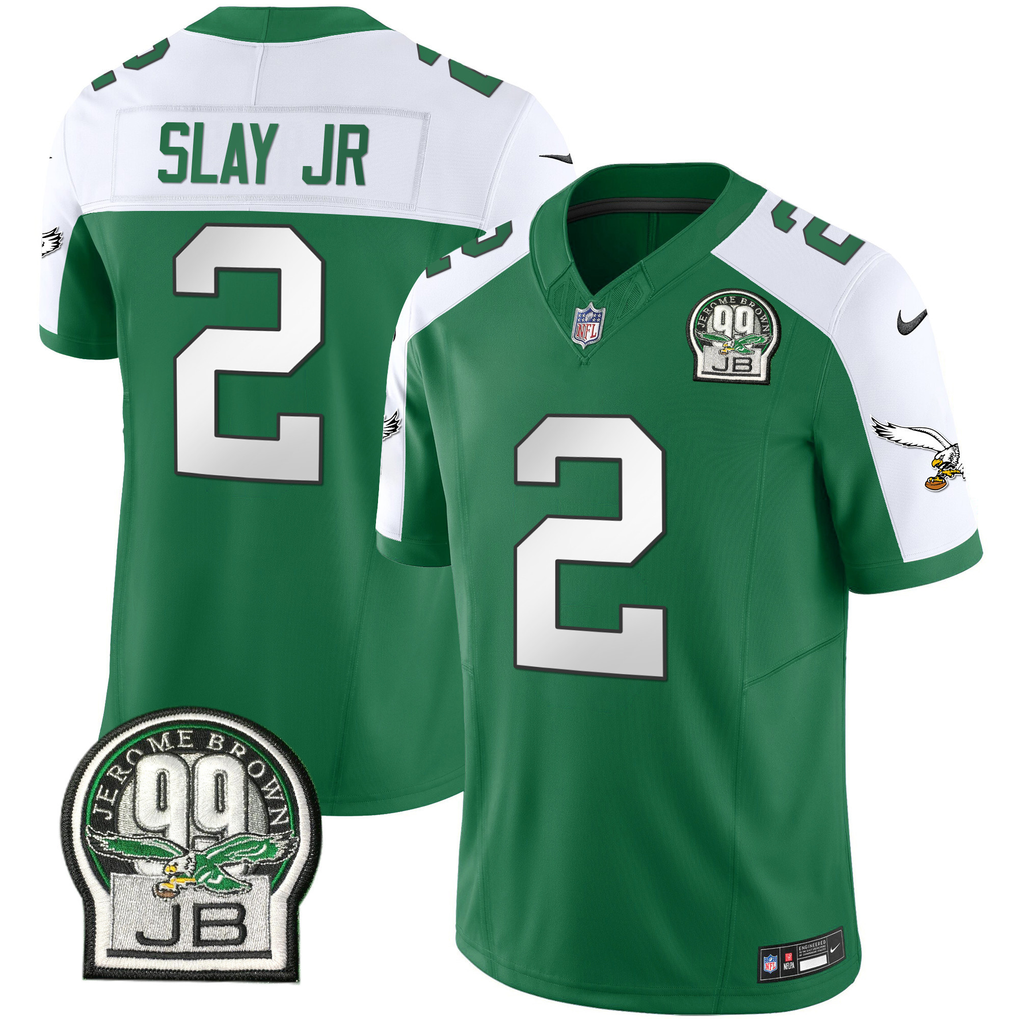 Darius Slay Jr. Men's Philadelphia Eagles Jerome Brown Patch Kelly Green Alternate Kelly Alternate Jersey - All Stitched