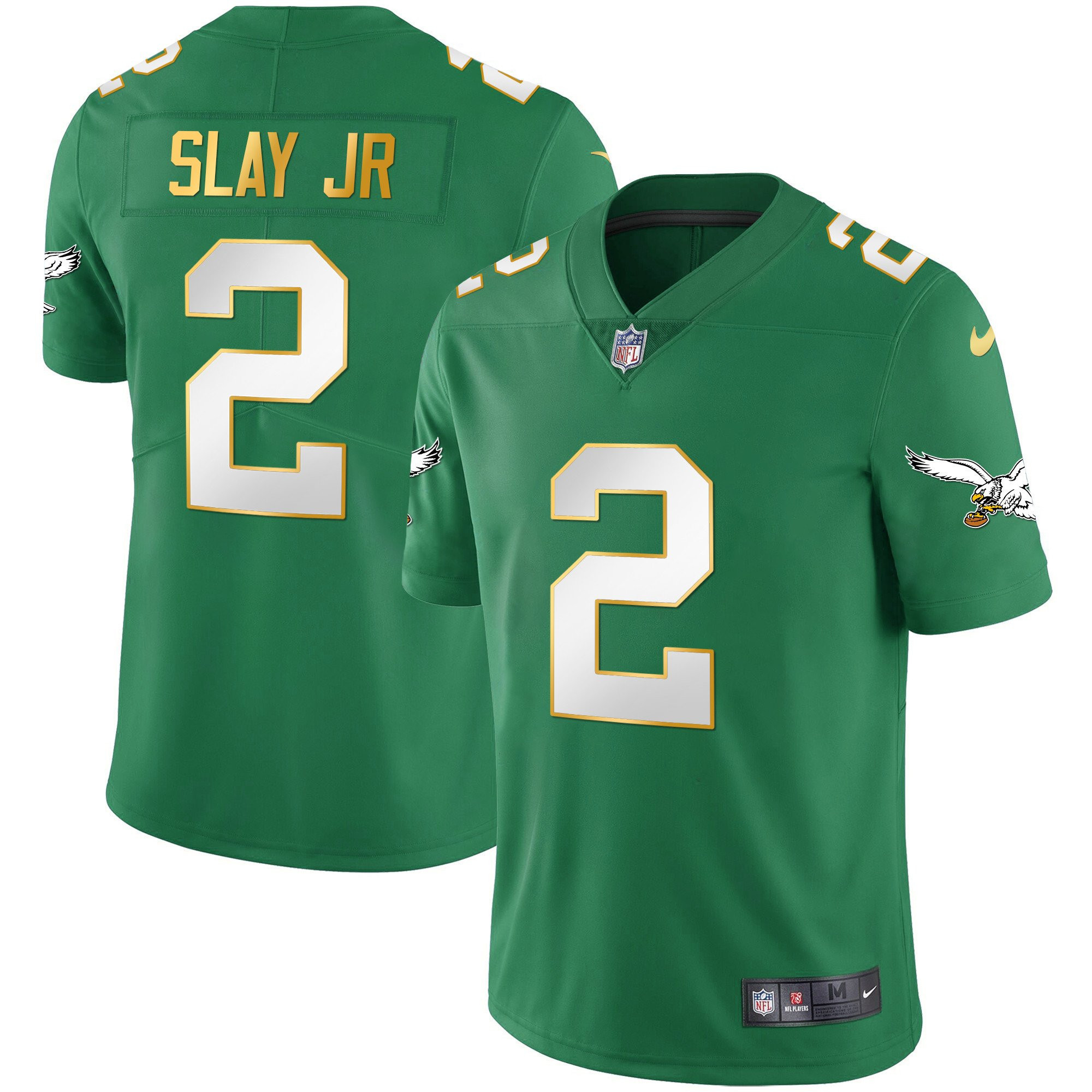 Darius Slay Jr. Men's Philadelphia Eagles Kelly Green Gold Gold Trim Jersey - All Stitched