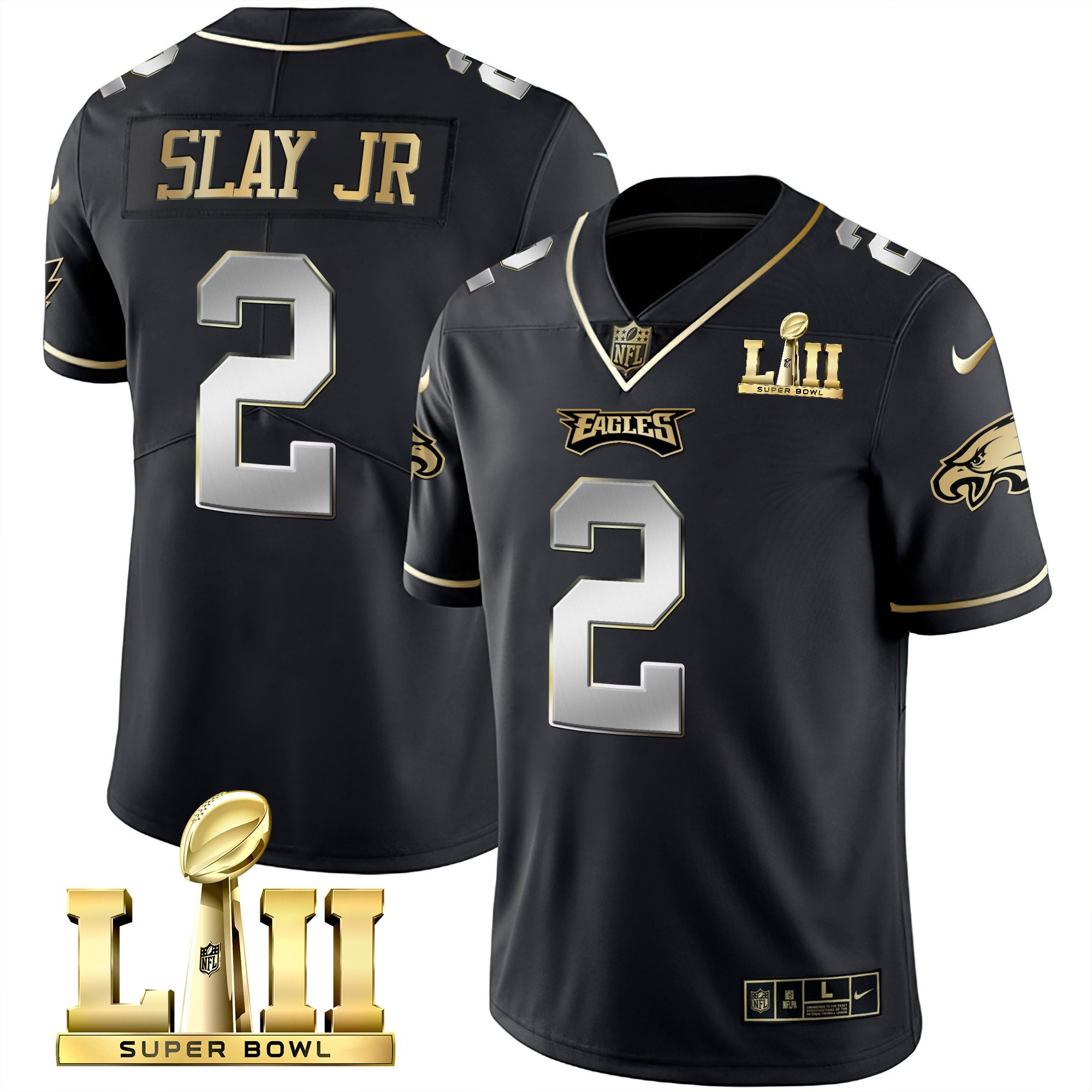 Darius Slay Jr. Philadelphia Eagles Super Bowl LII Patch Vapor Black Limited Jersey - All Stitched