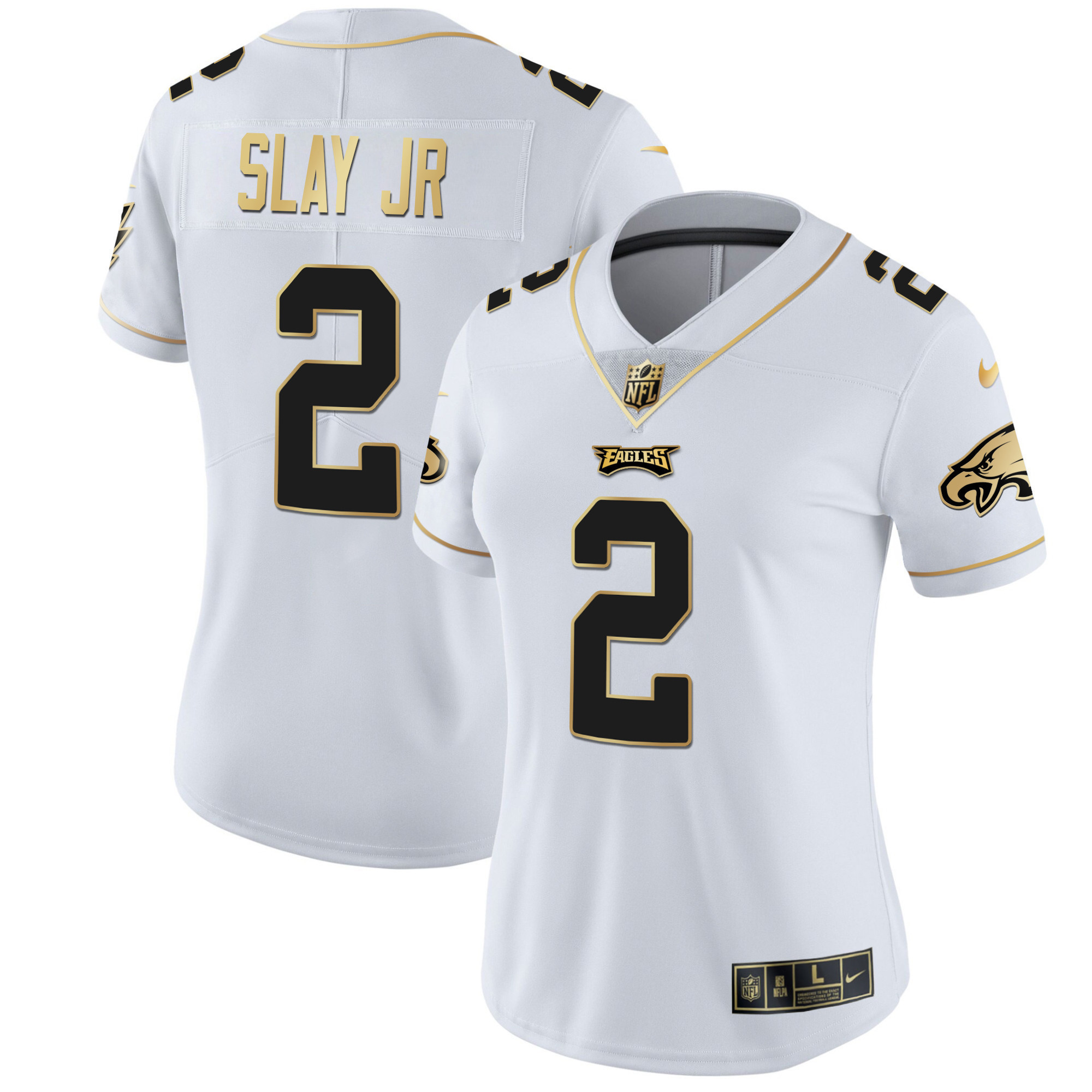 Darius Slay Jr. Women's Philadelphia Eagles Gold & Split Vapor - All Stitched White Gold Jersey - All Stitched