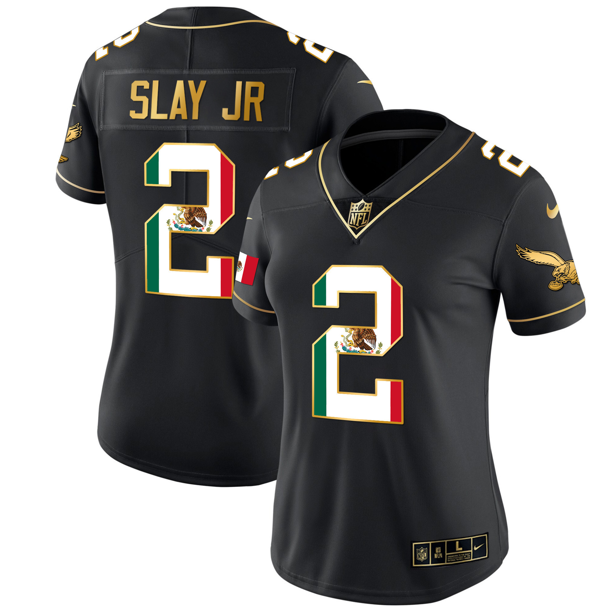 Darius Slay Jr. Women's Philadelphia Eagles Mexico Gold & Kelly Vapor Black Gold Jersey - All Stitched