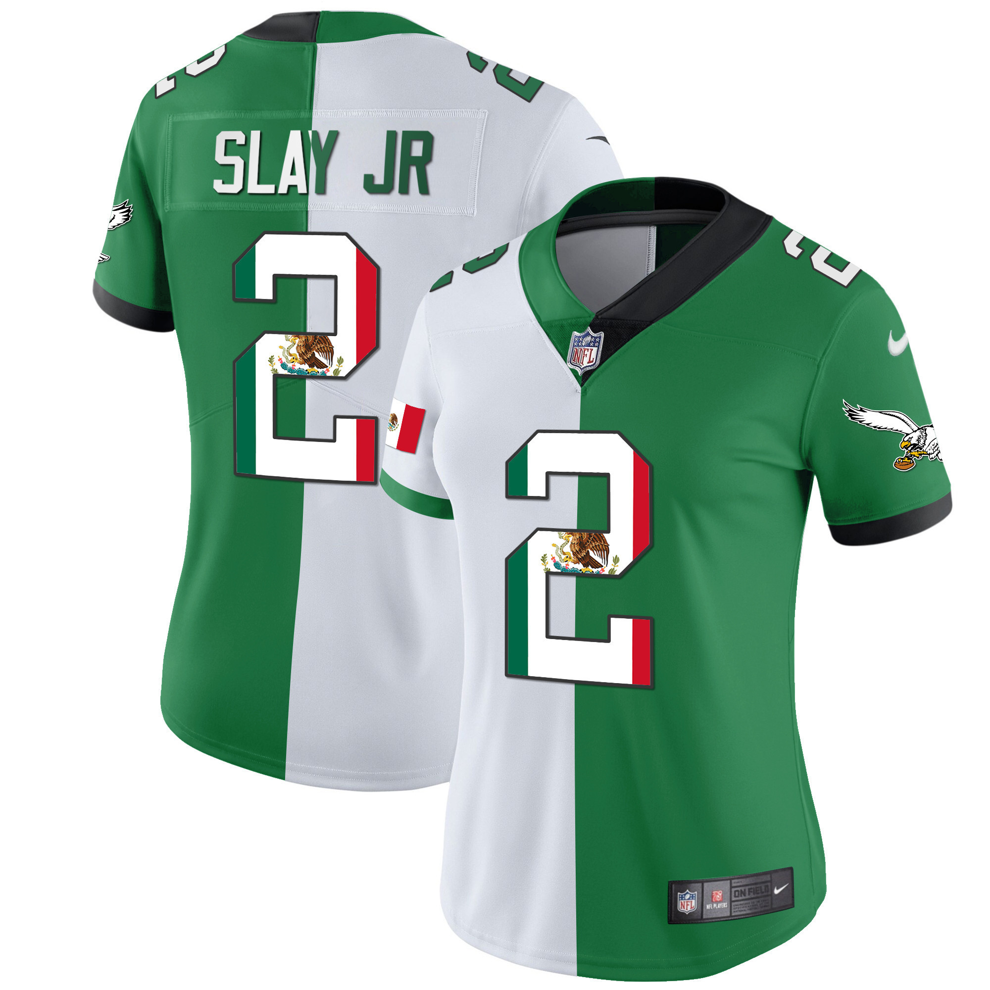 Darius Slay Jr. Women's Philadelphia Eagles Mexico Gold & Kelly Vapor Split Jersey - All Stitched