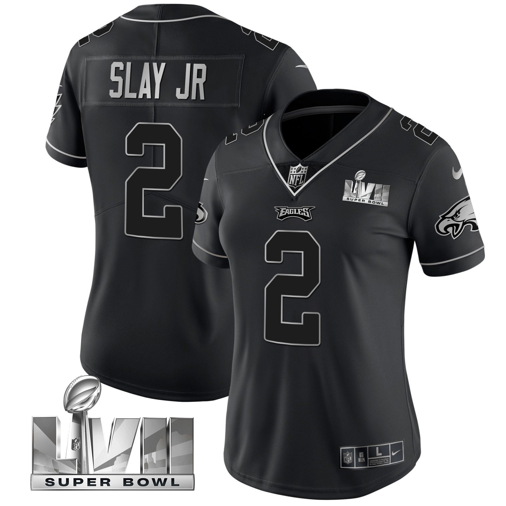 Darius Slay Jr. Women's Philadelphia Eagles Super Bowl LVII Gold Vapor Black Silver Jersey - All Stitched
