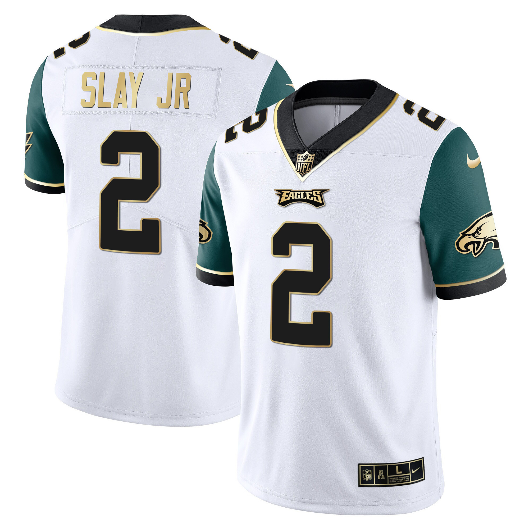 Darius Slay Jr. Youth's Philadelphia Eagles Gold & Split Vapor - All Stitched Midnight Green Sleeves Jersey - All Stitched
