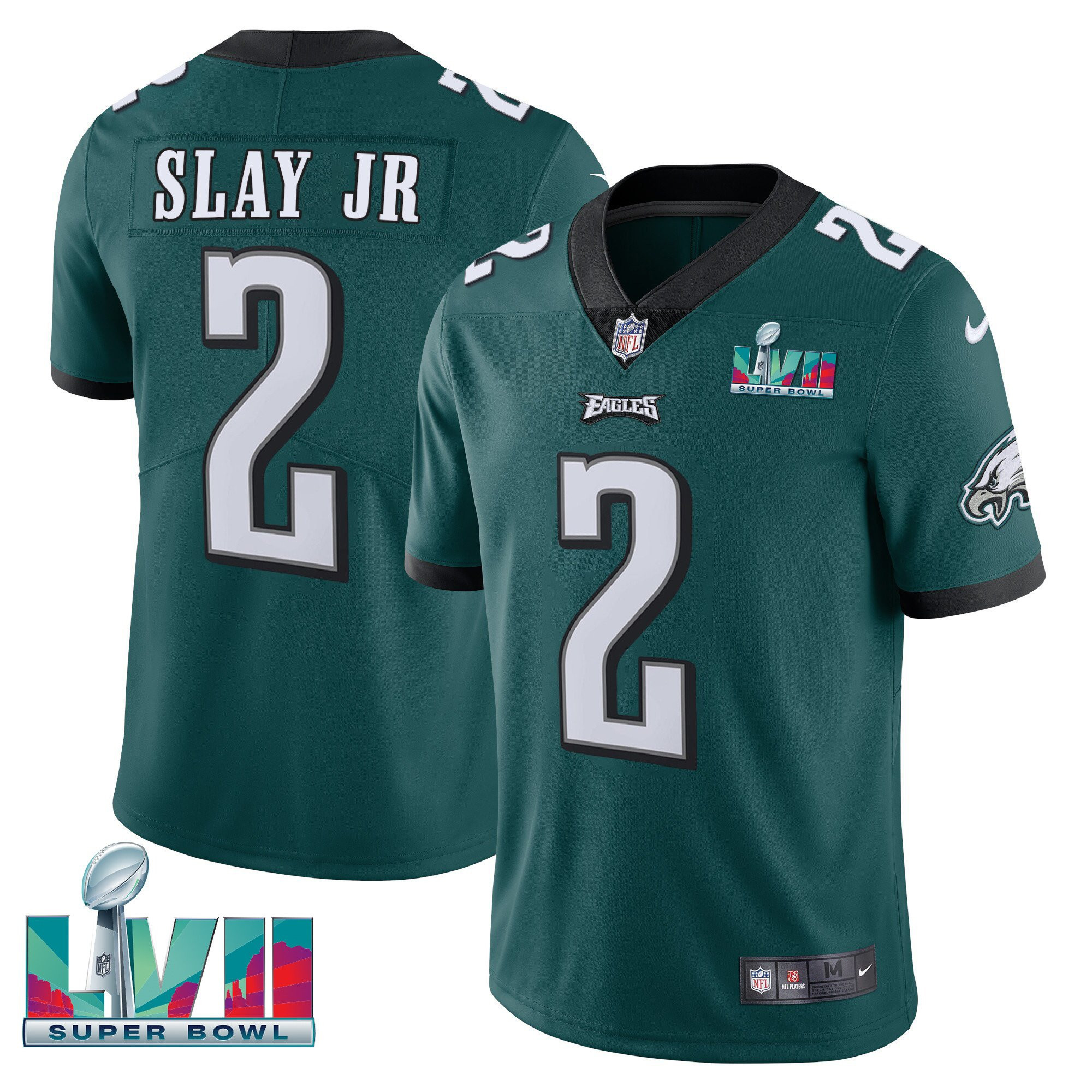 Darius Slay Jr. Youth's Philadelphia Eagles Super Bowl Patch Vapor Midnight Green Jersey - All Stitched