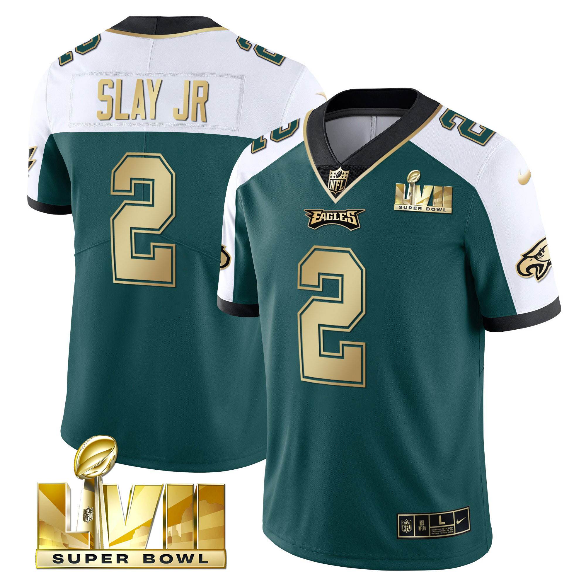 Darius Slay Jr. Youth's Philadelphia Eagles Super Bowl Vapor Gold Alternate Green Jersey - All Stitched