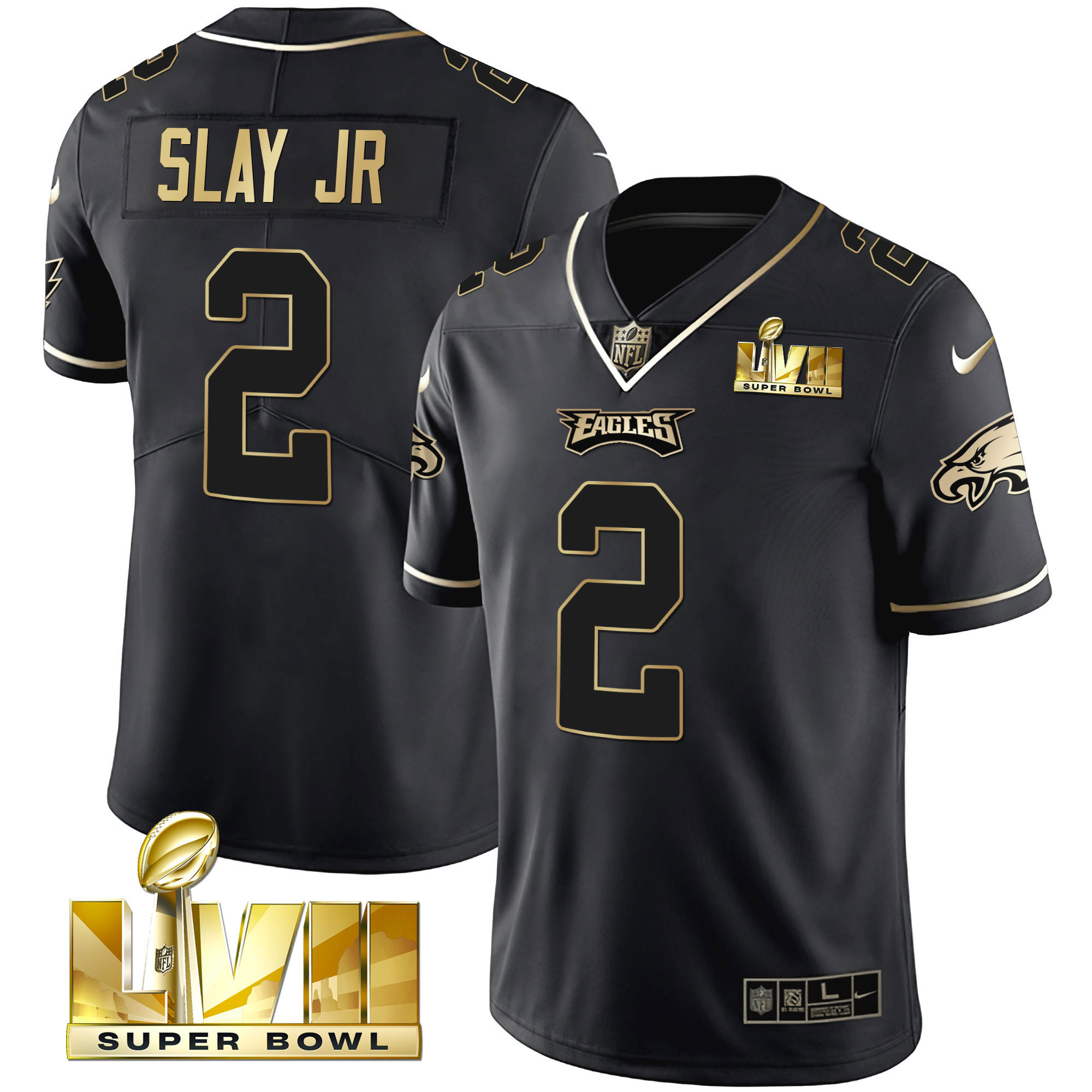 Darius Slay Jr. Youth's Philadelphia Eagles Super Bowl Vapor Gold Black Gold Jersey - All Stitched