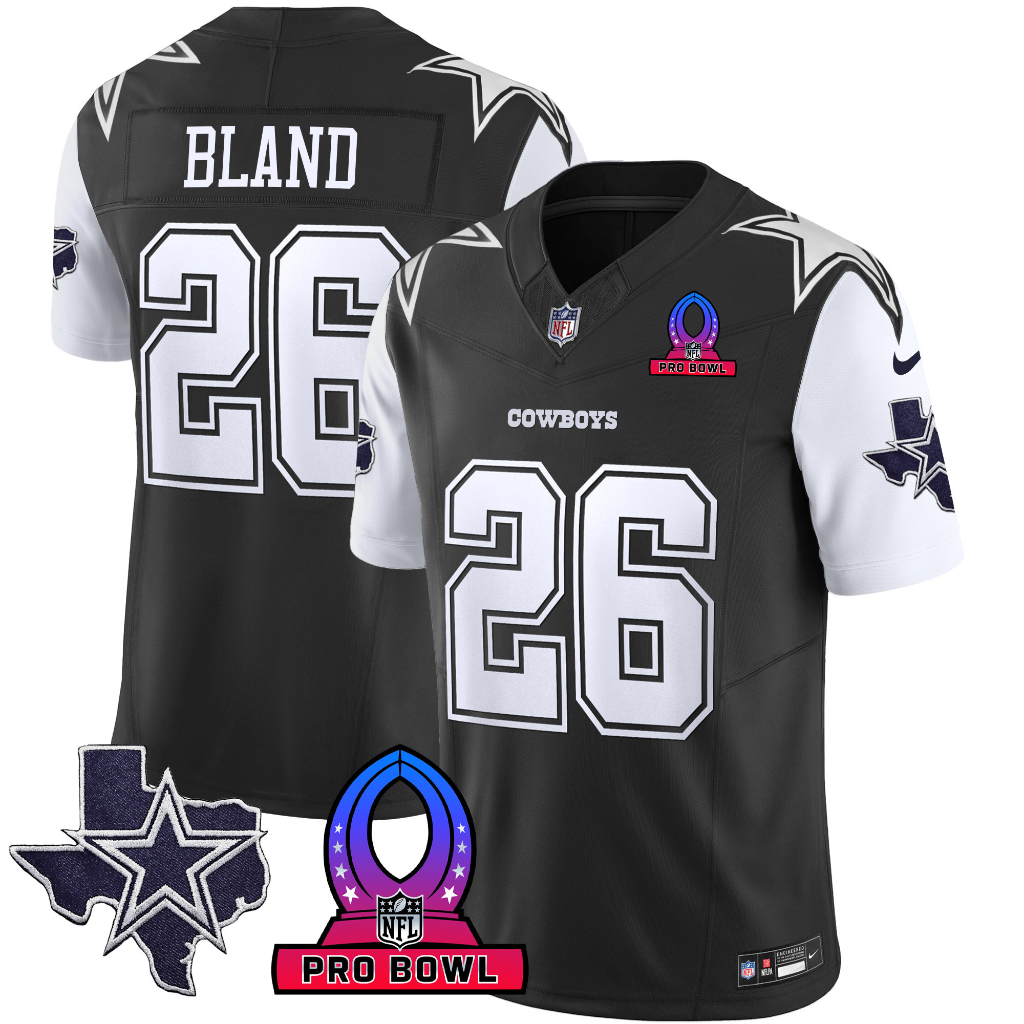 DaRon Bland Men's Dallas Cowboys 2024 Pro Bowl Patch Vapor Black Jersey - All Stitched