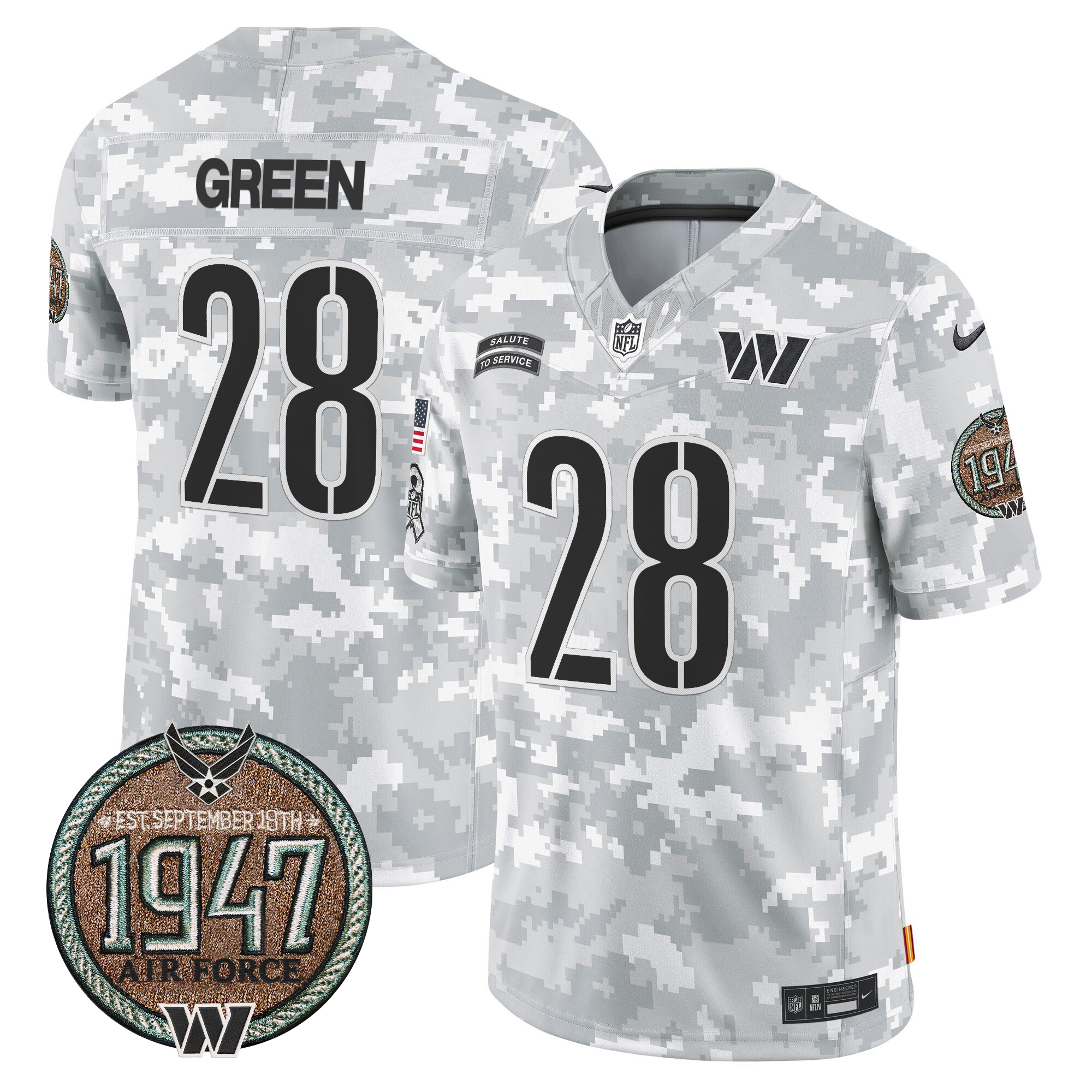 Darrell Green Men's Washington Commanders 2024 Salute to Service Establishment Year Patch Vapor Limited Air Force Jersey - All Stitched